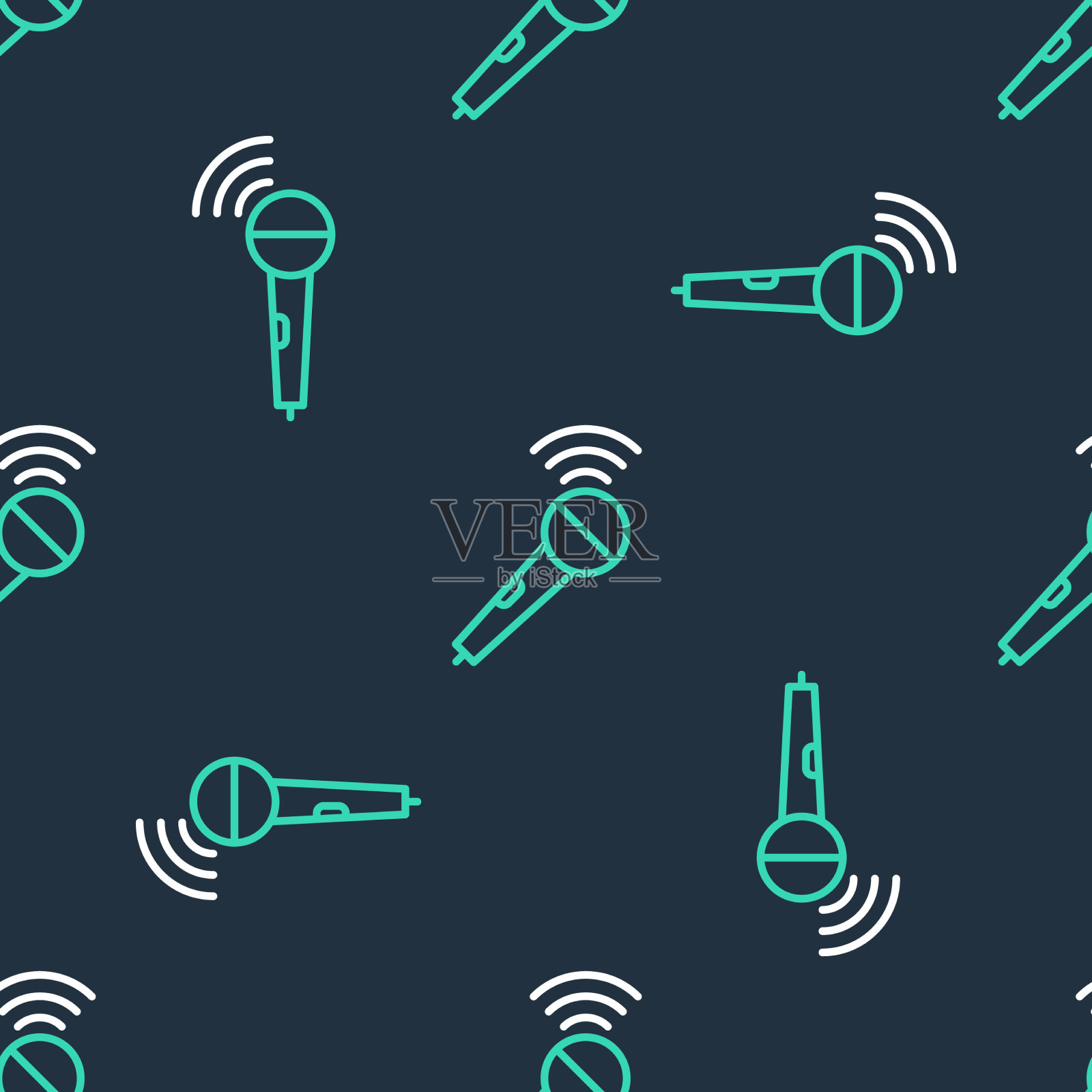 线无线麦克风图标隔离无缝插画图片素材