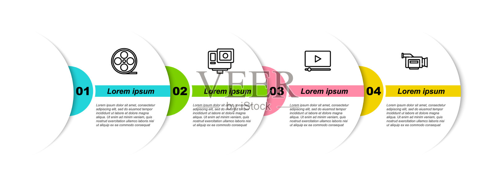 设定线胶片卷轴行动极端相机在线插画图片素材