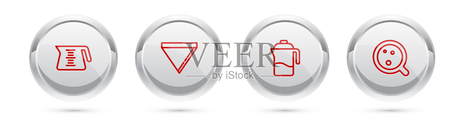 设置咖啡壶纸滤纸法压机图标素材