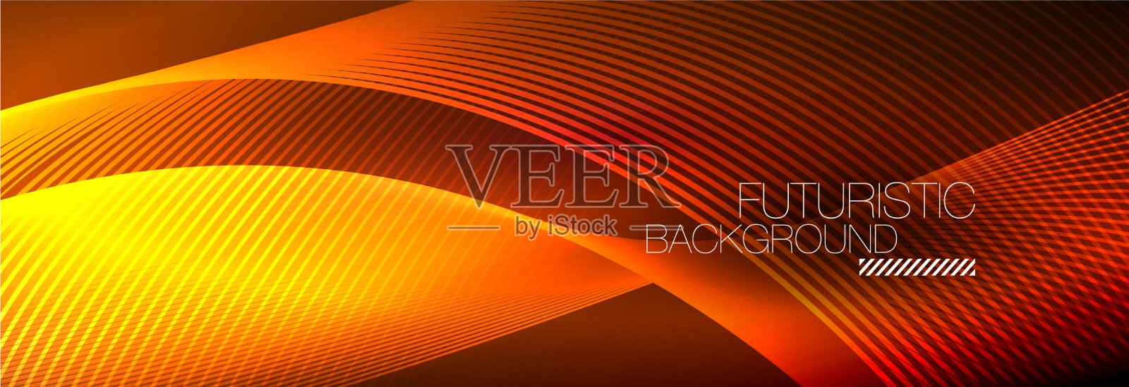 抽象的霓虹灯在黑暗中发出波浪般的光插画图片素材