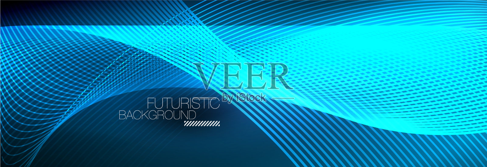 抽象的霓虹灯在黑暗中发出波浪般的光插画图片素材