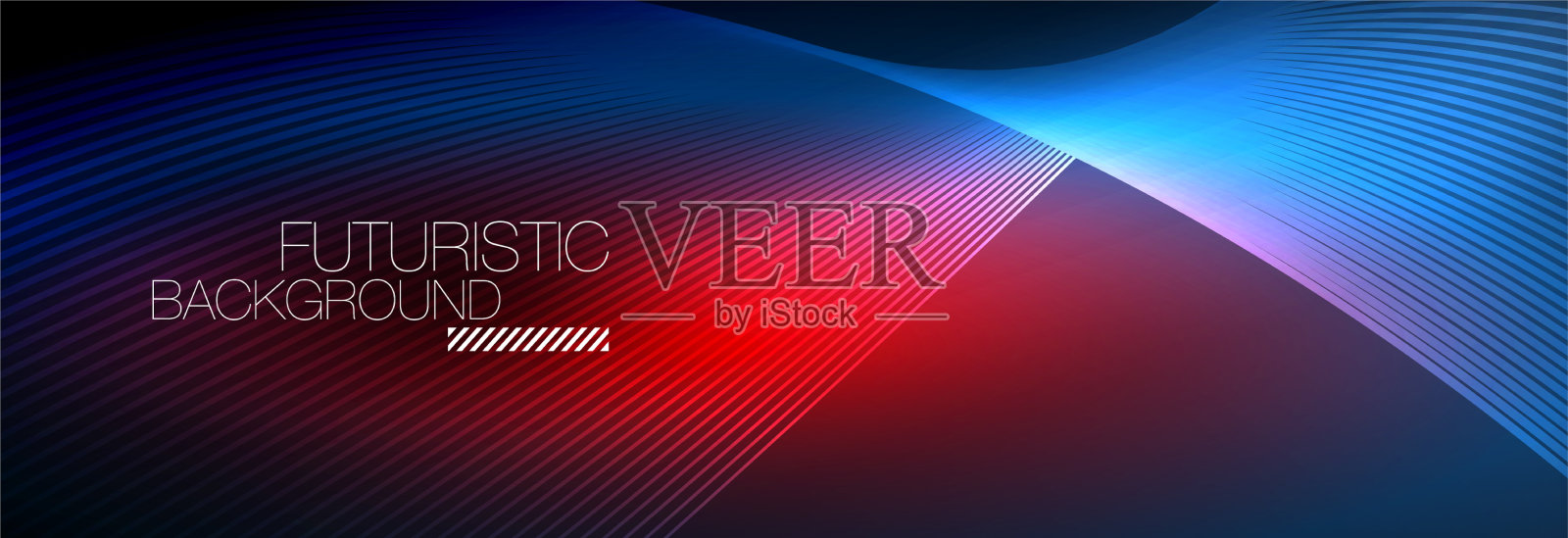 抽象的霓虹灯在黑暗中发出波浪般的光插画图片素材