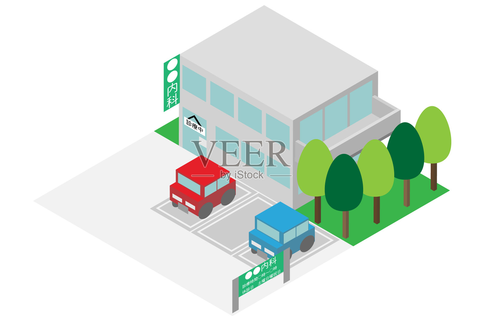 等距内科医院大楼插画图片素材