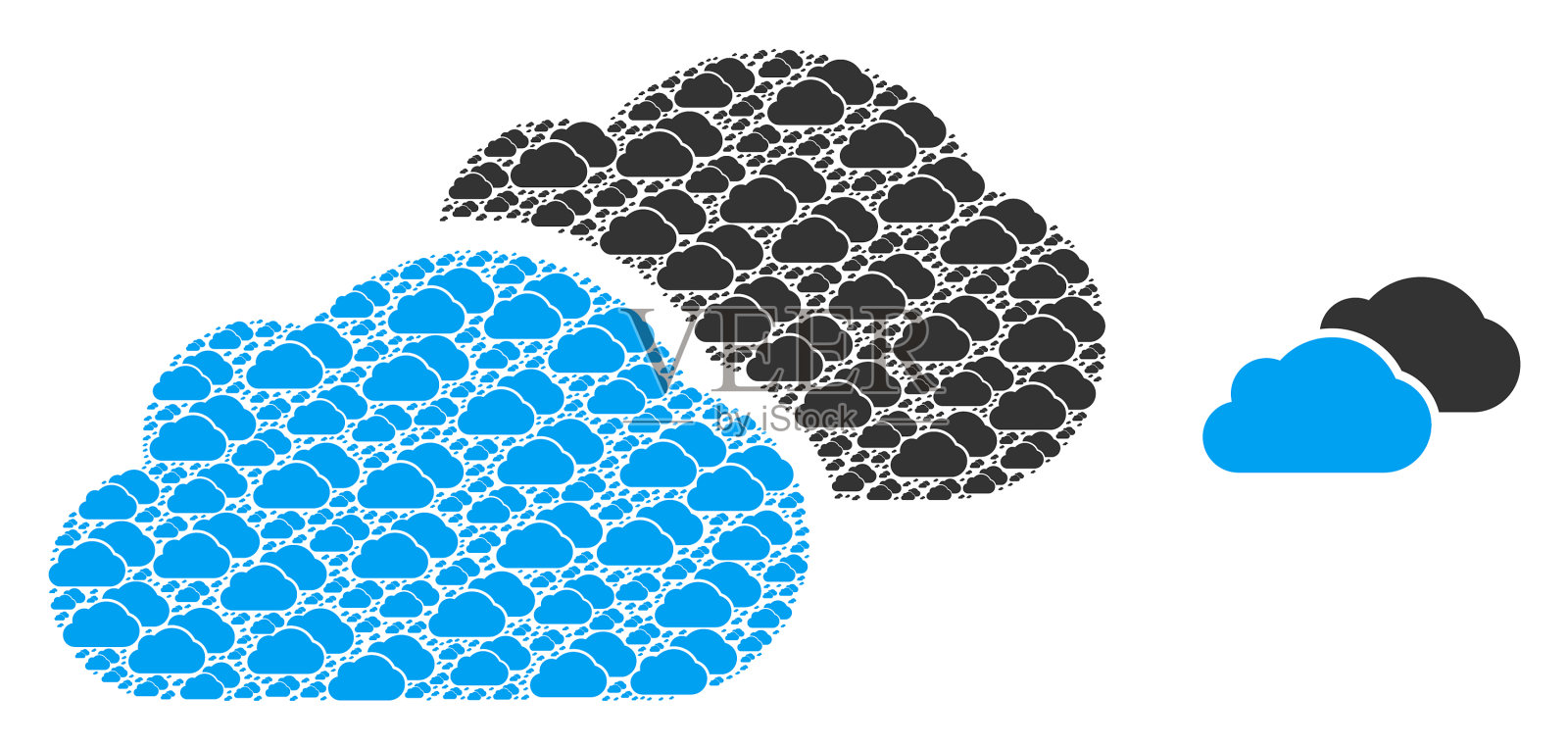 云分形图标拼贴插画图片素材