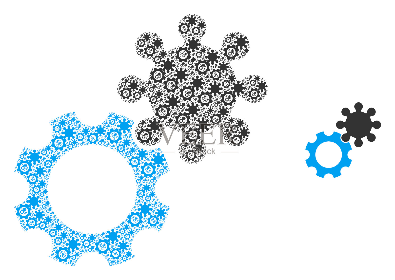 齿轮递归图标镶嵌插画图片素材