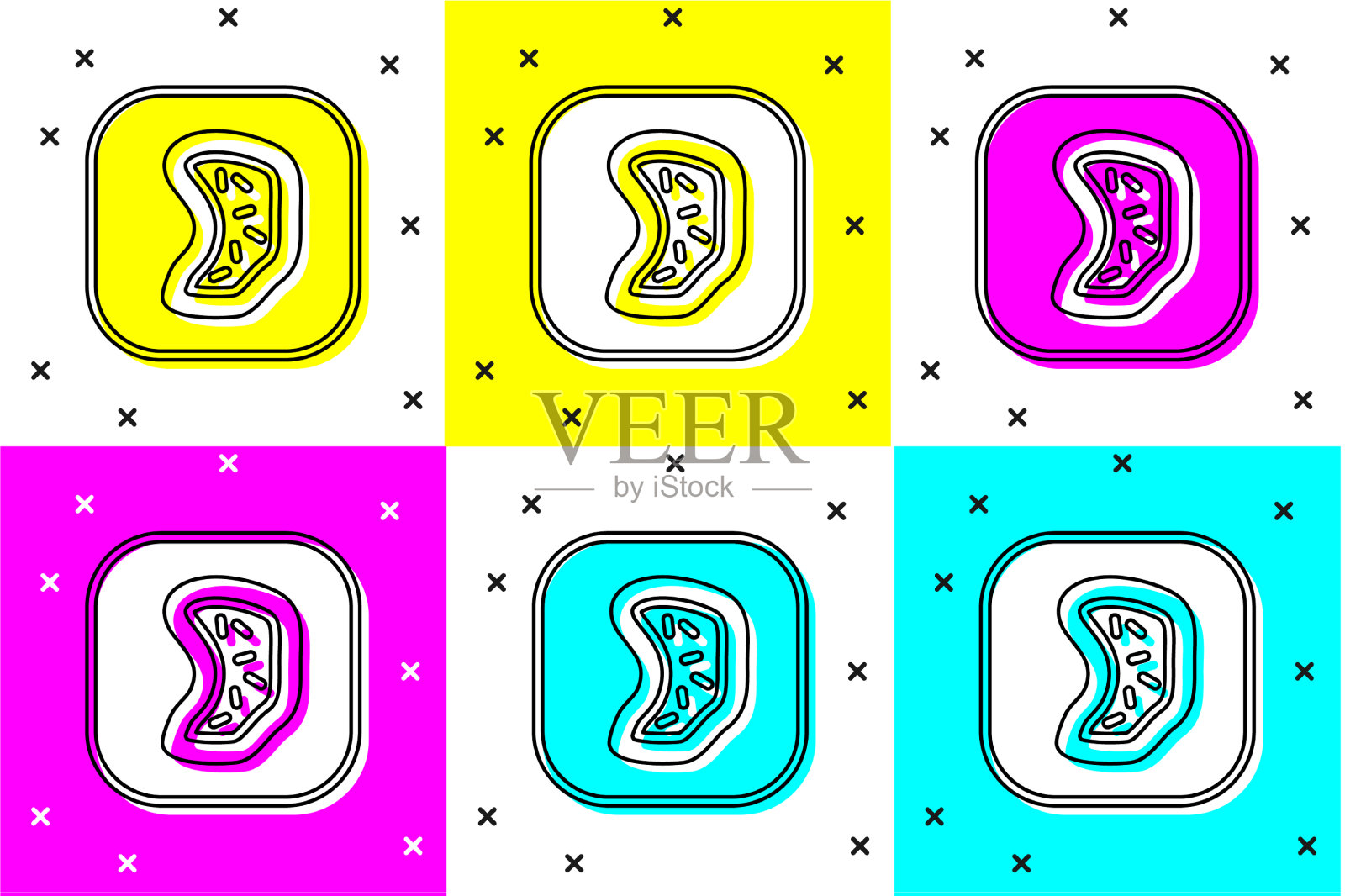 设置细菌图标分离的颜色背景图标素材