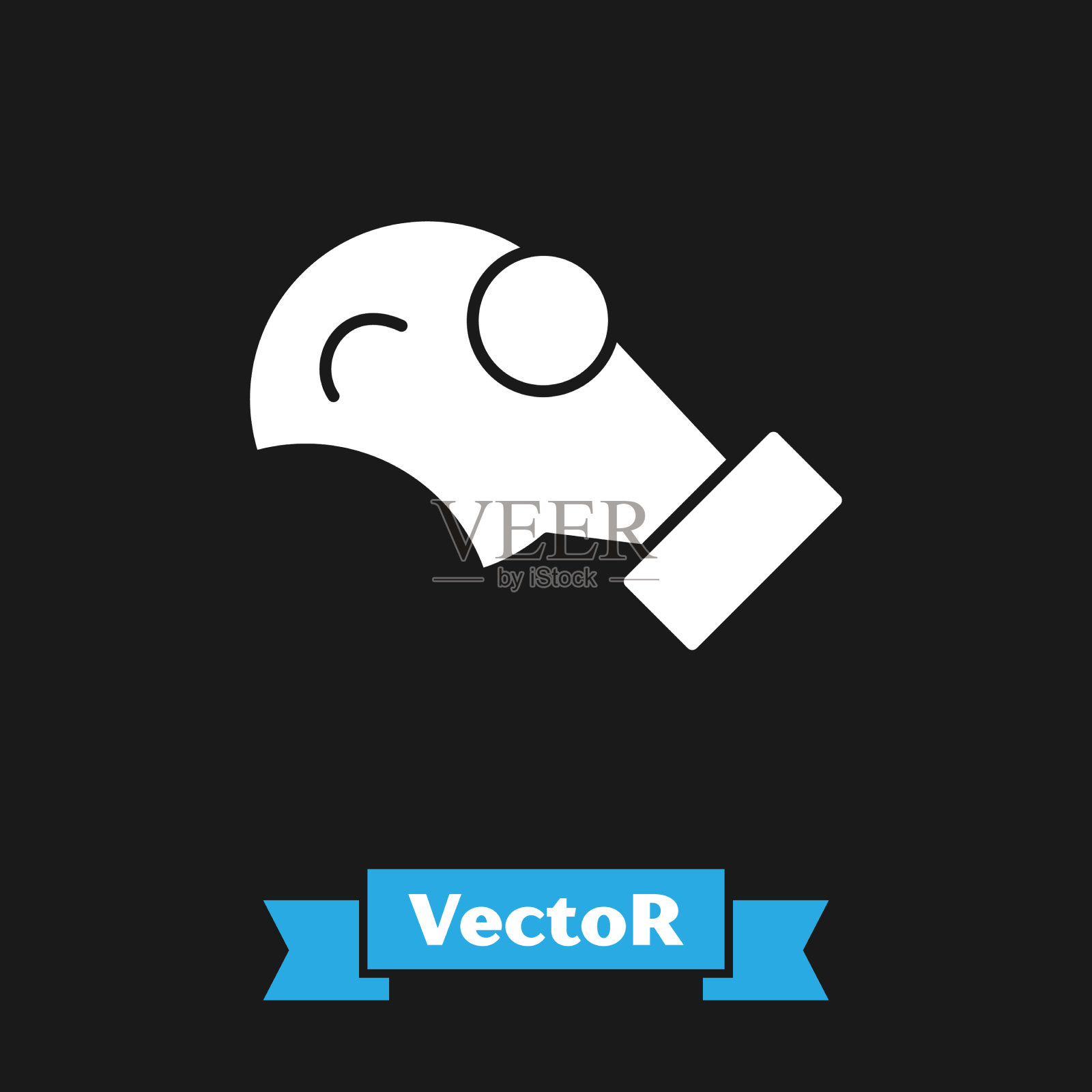 白色防毒面具图标隔离在黑色背景插画图片素材