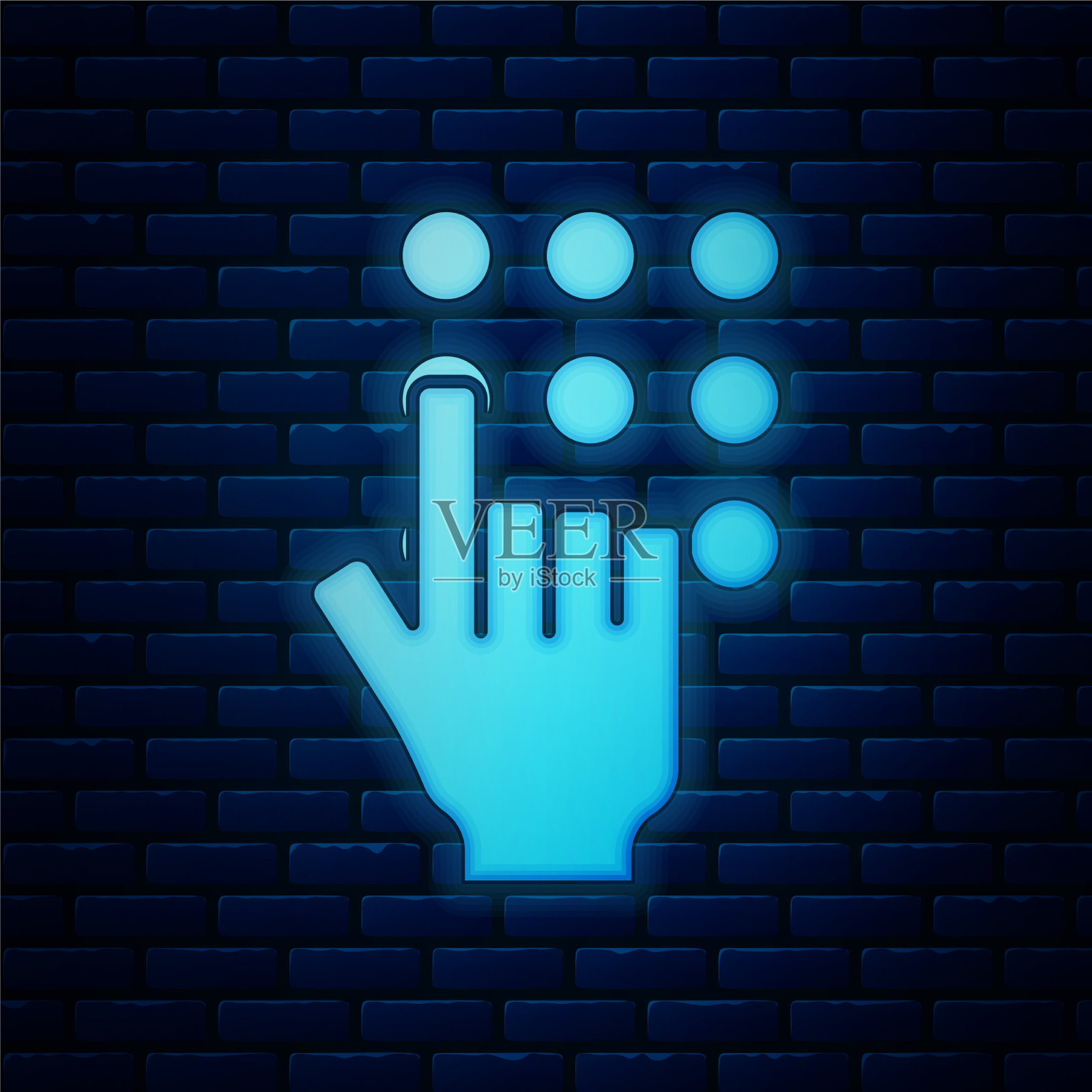 霓虹灯密码保护和安全访问图标素材