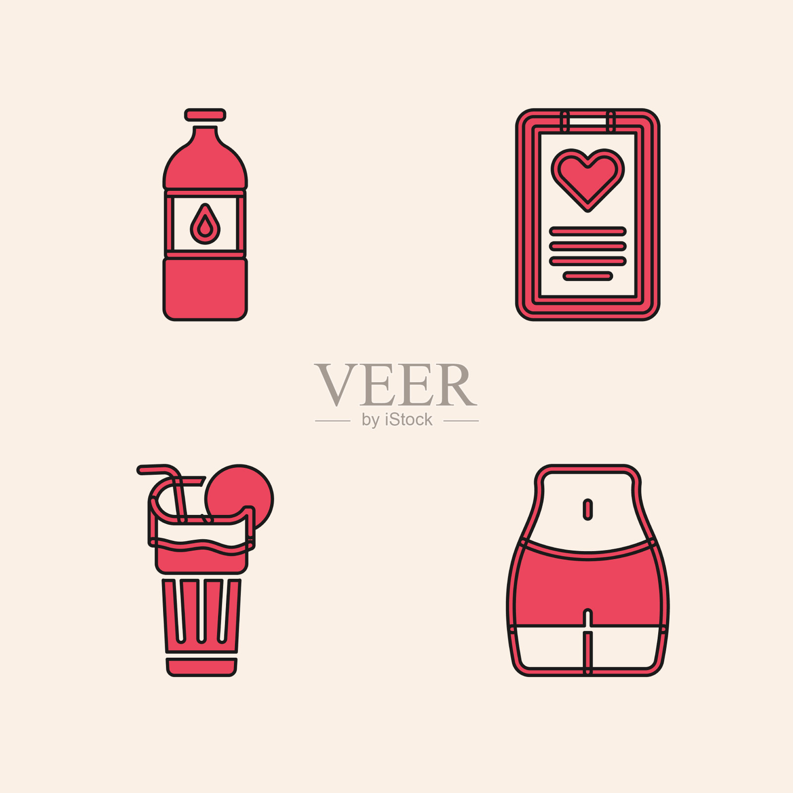 设女腰瓶水医疗图标素材