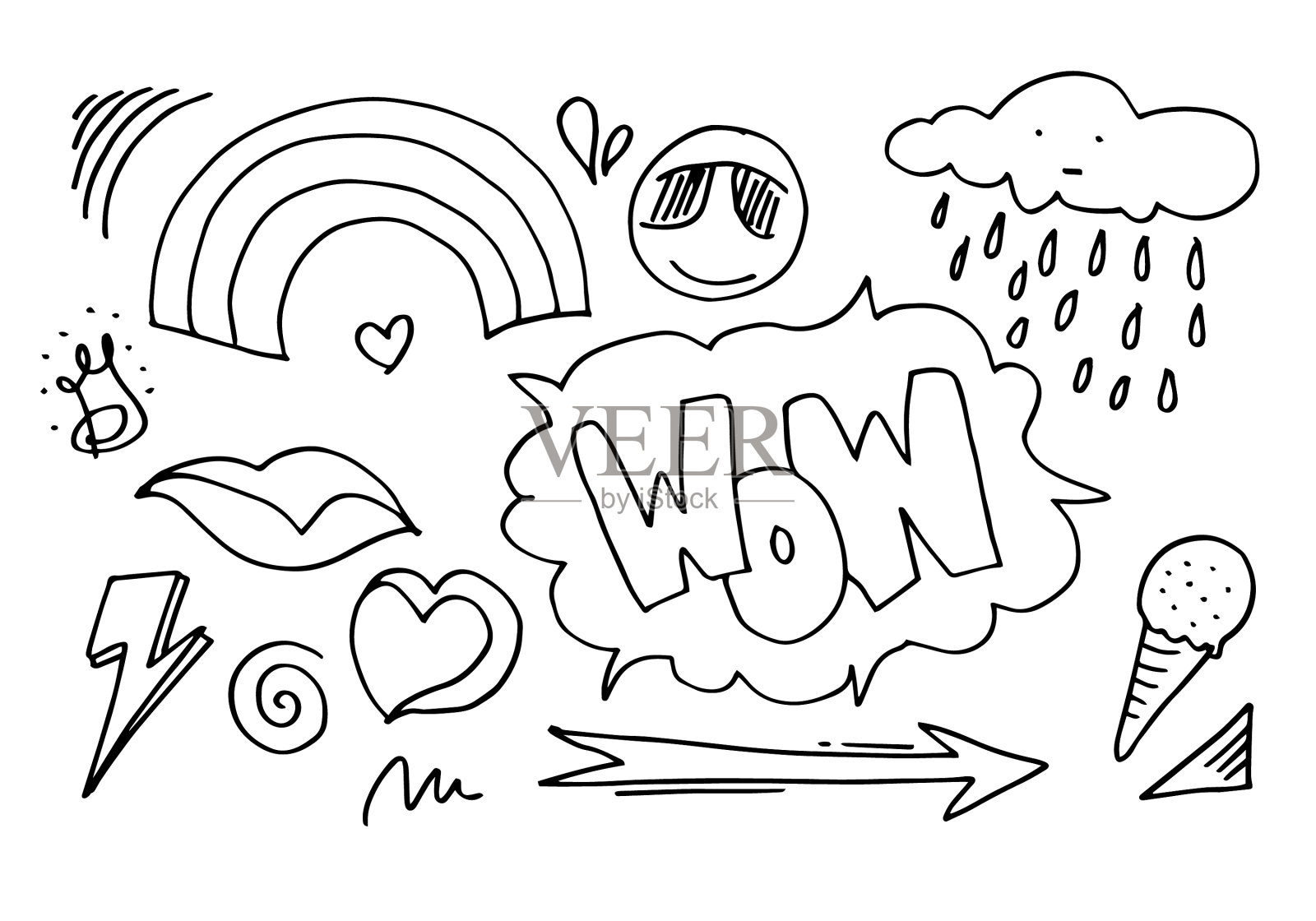 手绘集元素黑色在白色图标素材