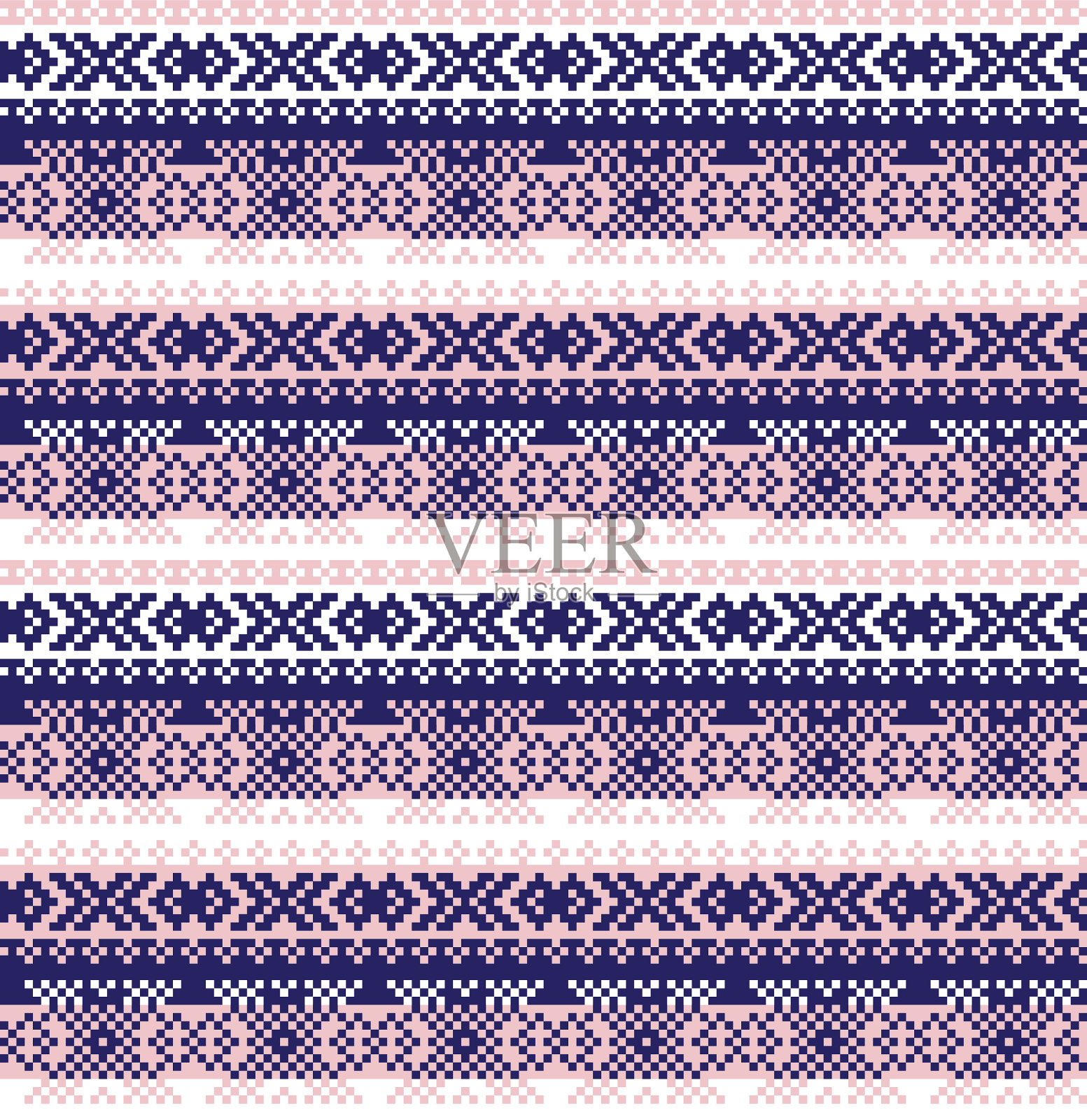 粉红色海军蓝圣诞集市岛无缝模式插画图片素材