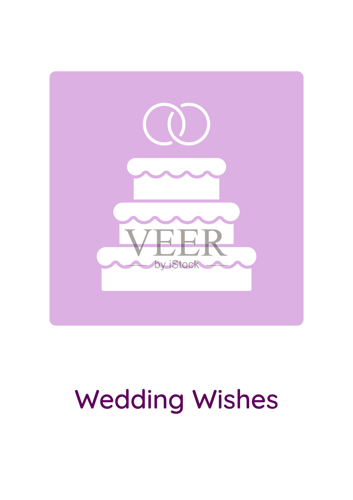 带有字形图标元素的婚礼祝贺贺卡插画图片素材