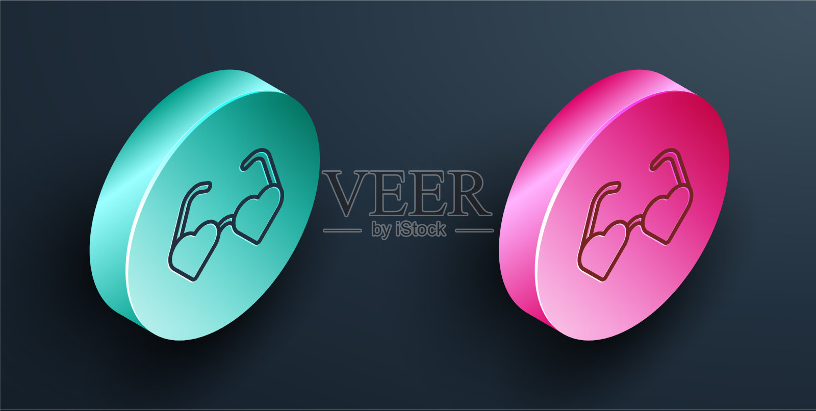 等距线心形爱情眼镜图标图标素材