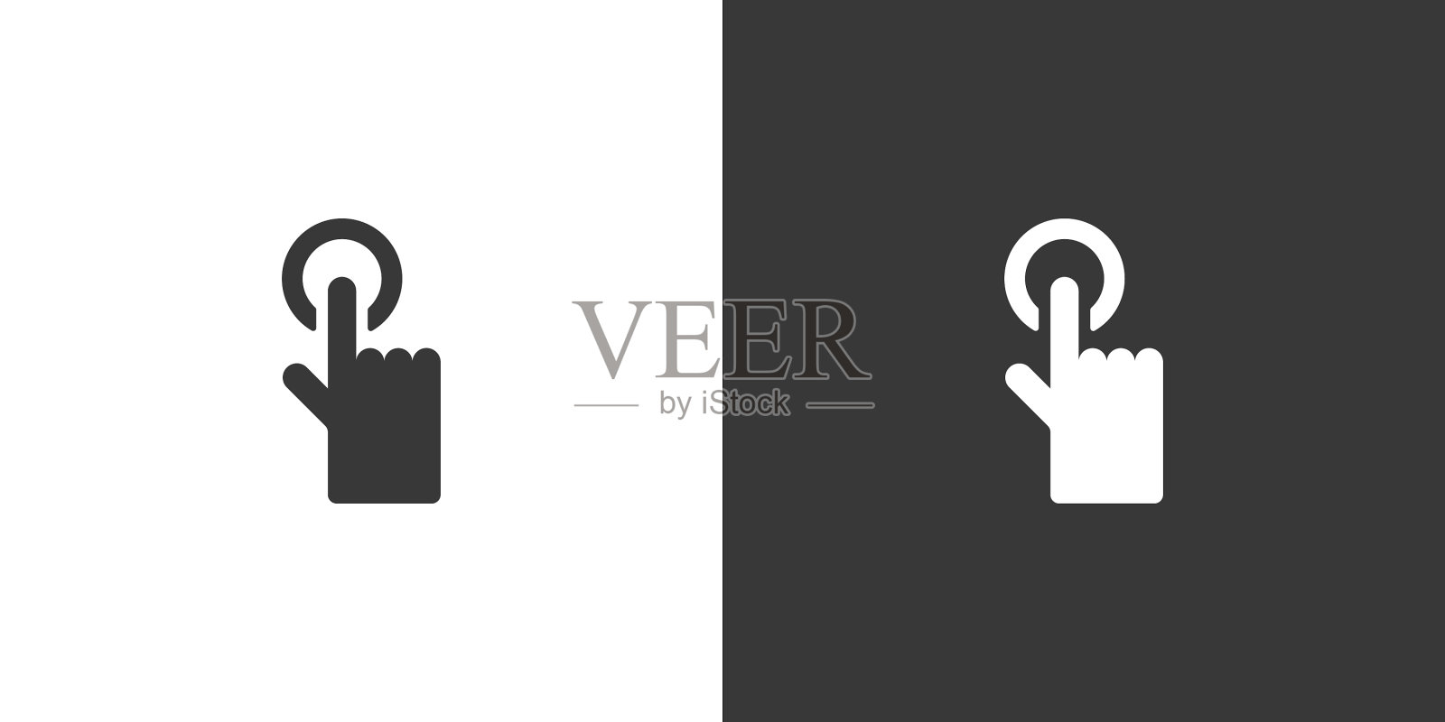 手动选择按钮，手指触摸并按下图标素材