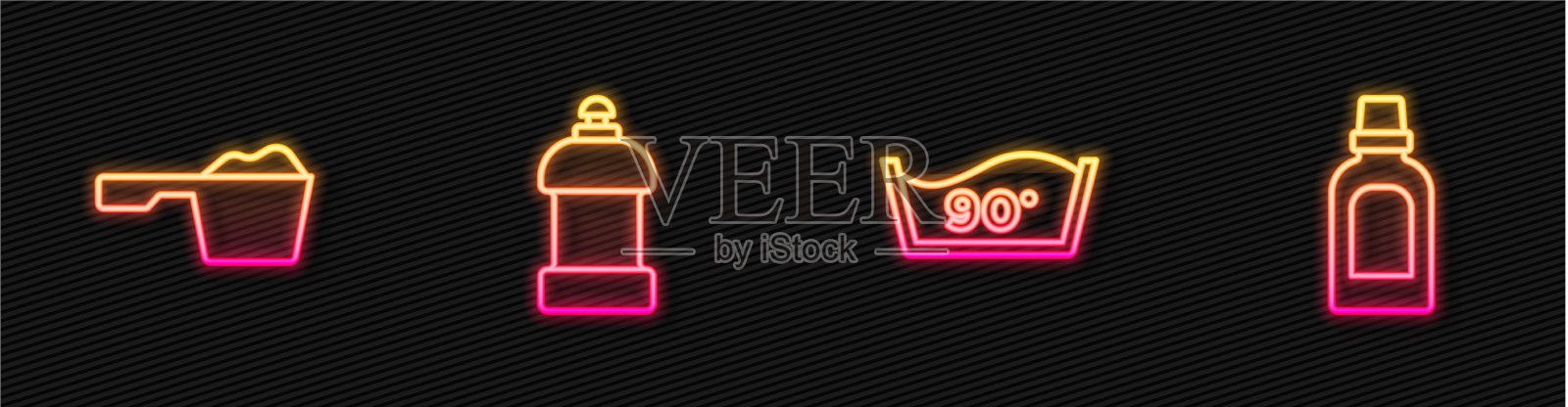 设定洗线温度洗衣粉瓶插画图片素材