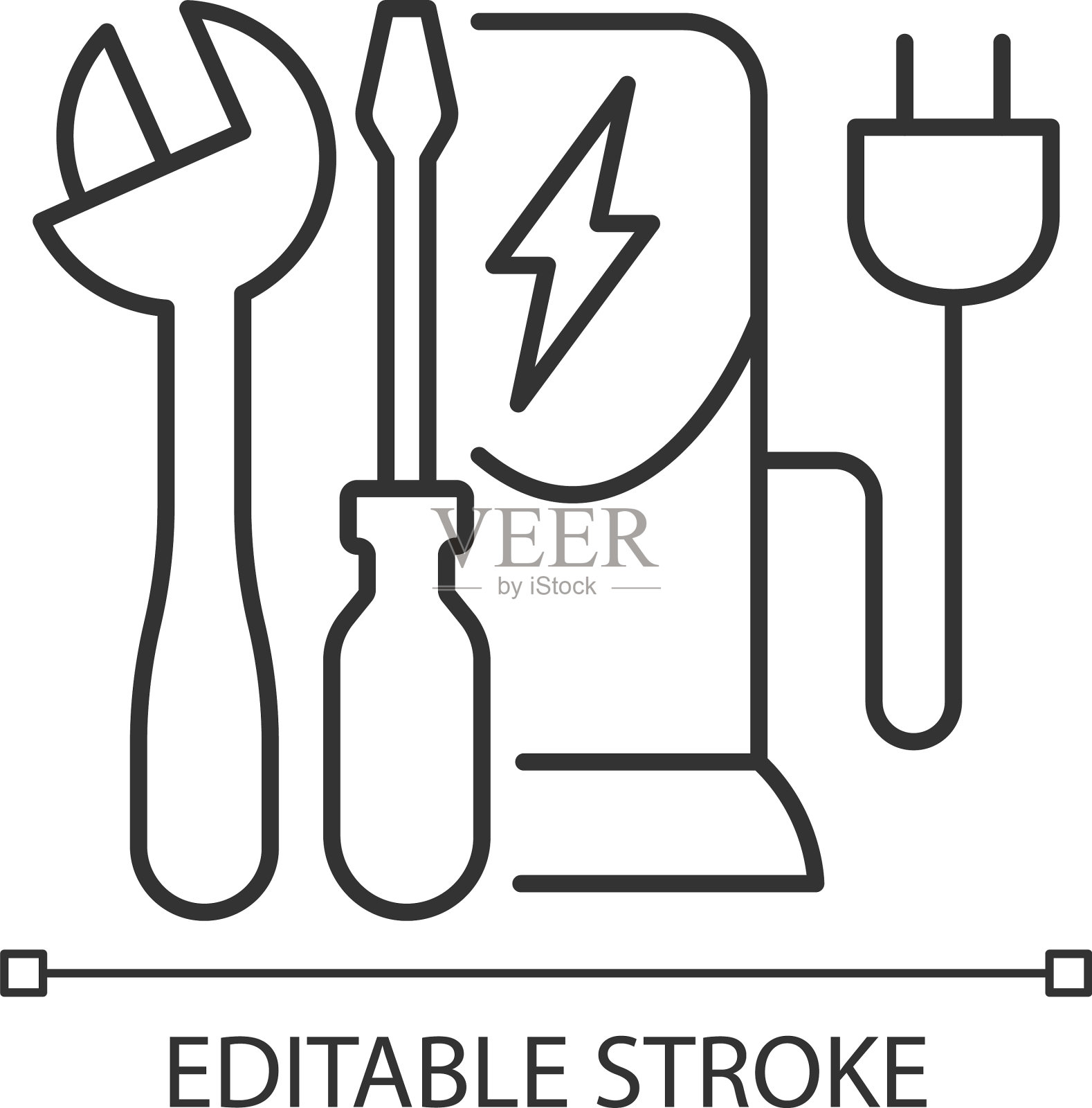 充电站维护直线图标插画图片素材