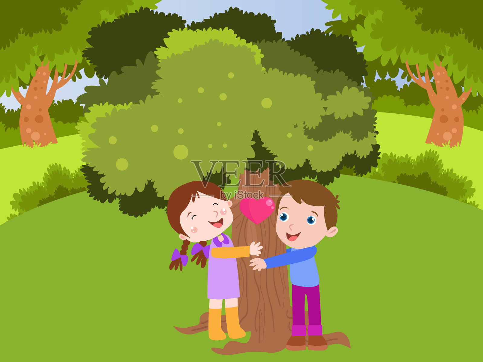 保存树2D卡通设计元素图片