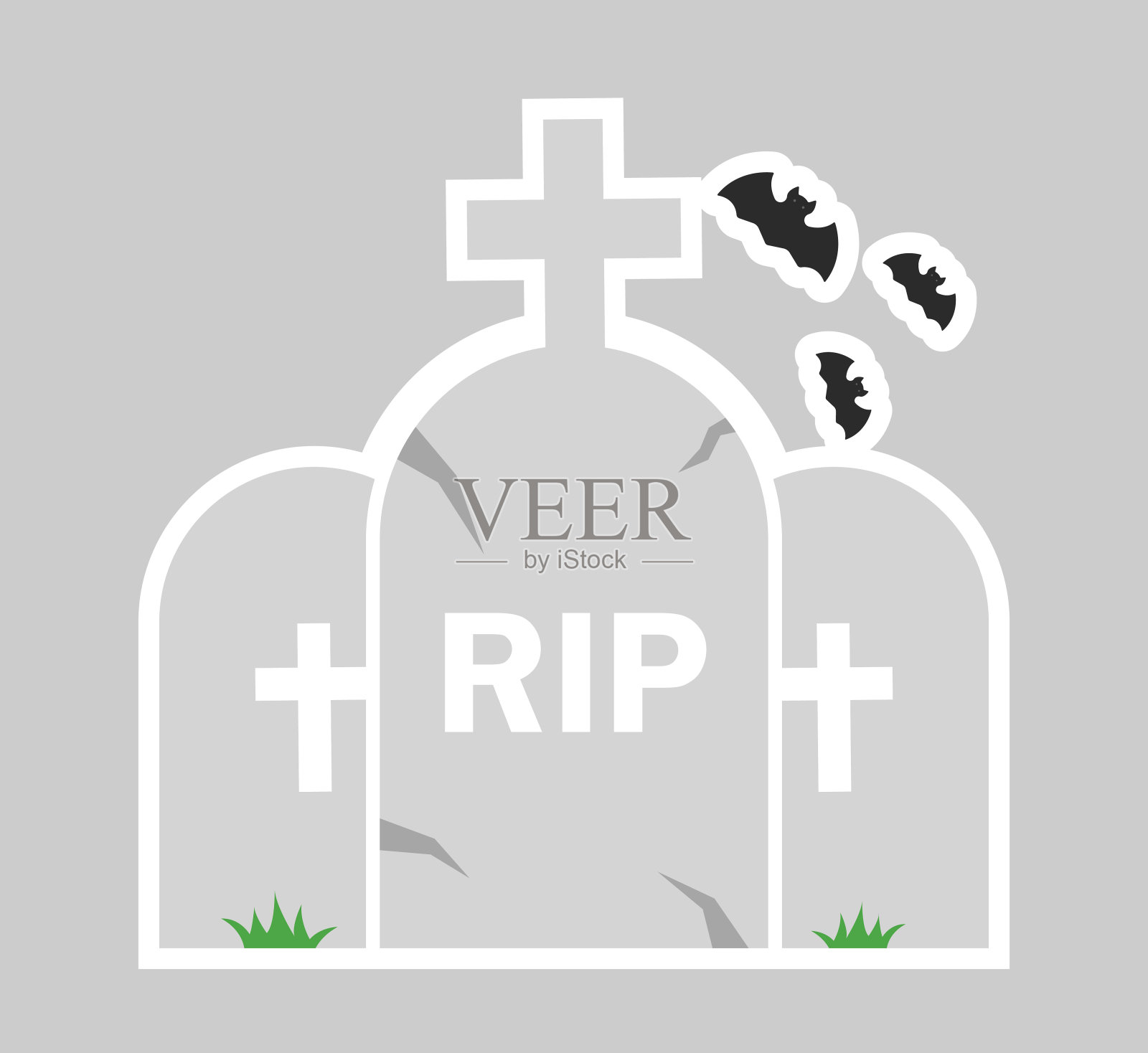 墓碑万圣节贴纸。矢量图插画图片素材