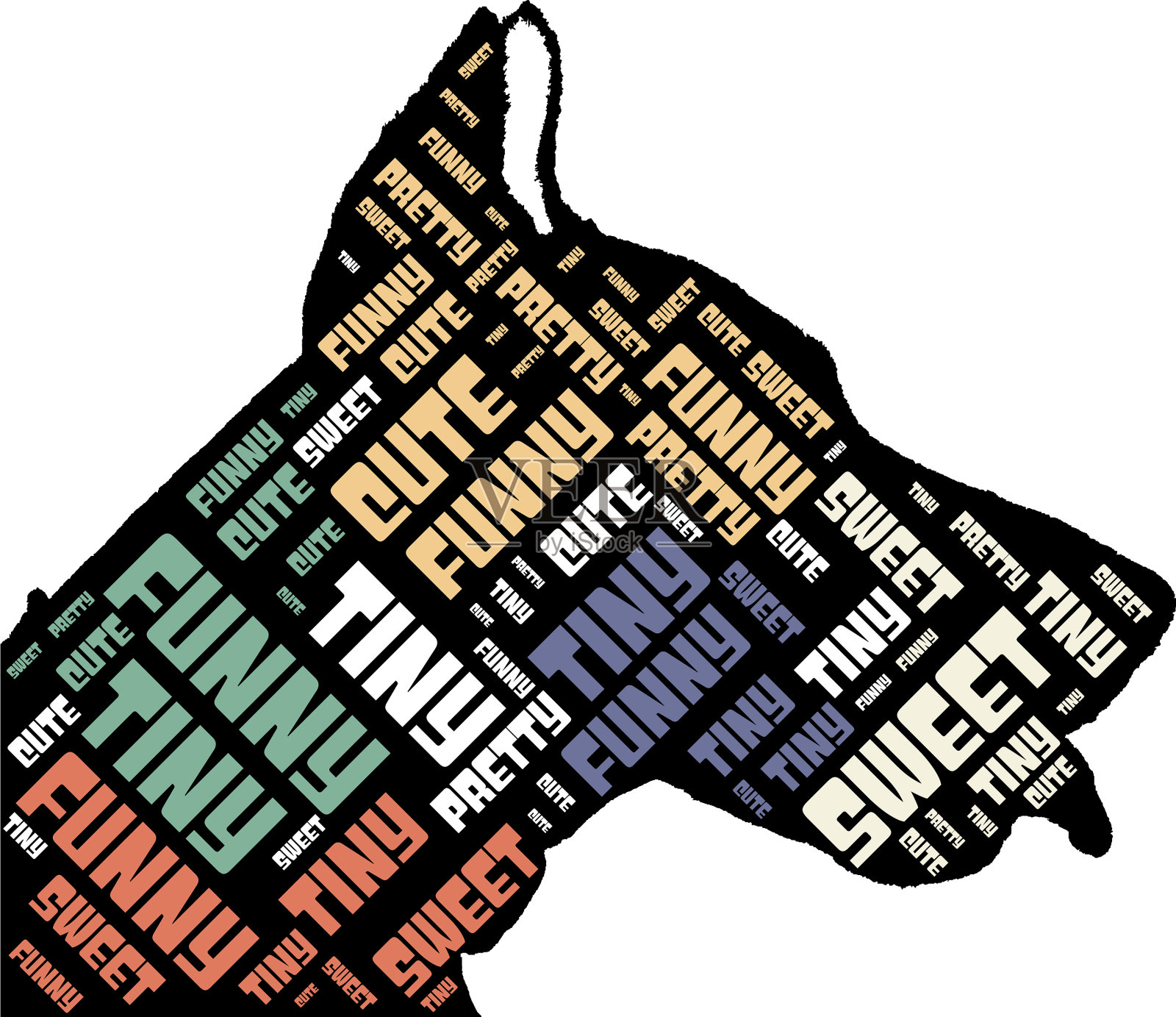 狗头形字云插画图片素材