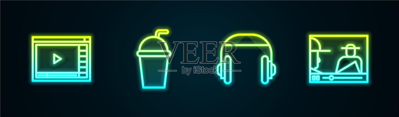 设置线在线播放视频纸玻璃吸管插画图片素材