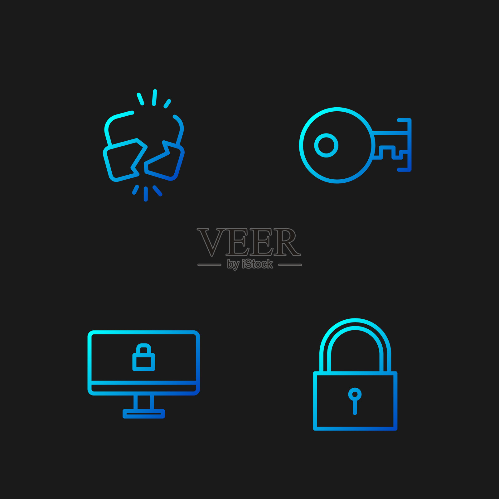 电脑显示器上的线锁断了插画图片素材