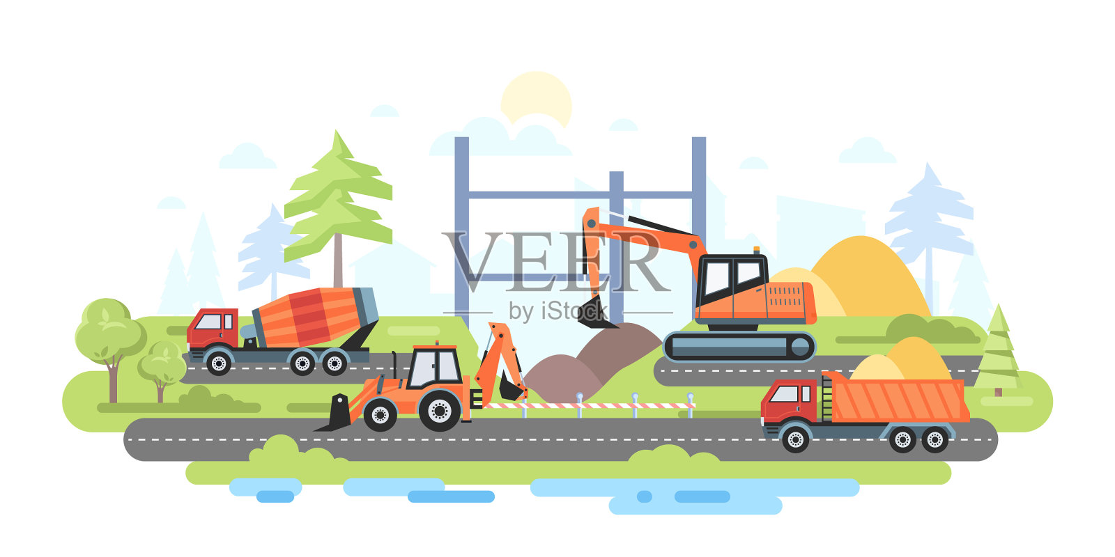 施工现场——色彩缤纷的平面设计风格设计元素图片