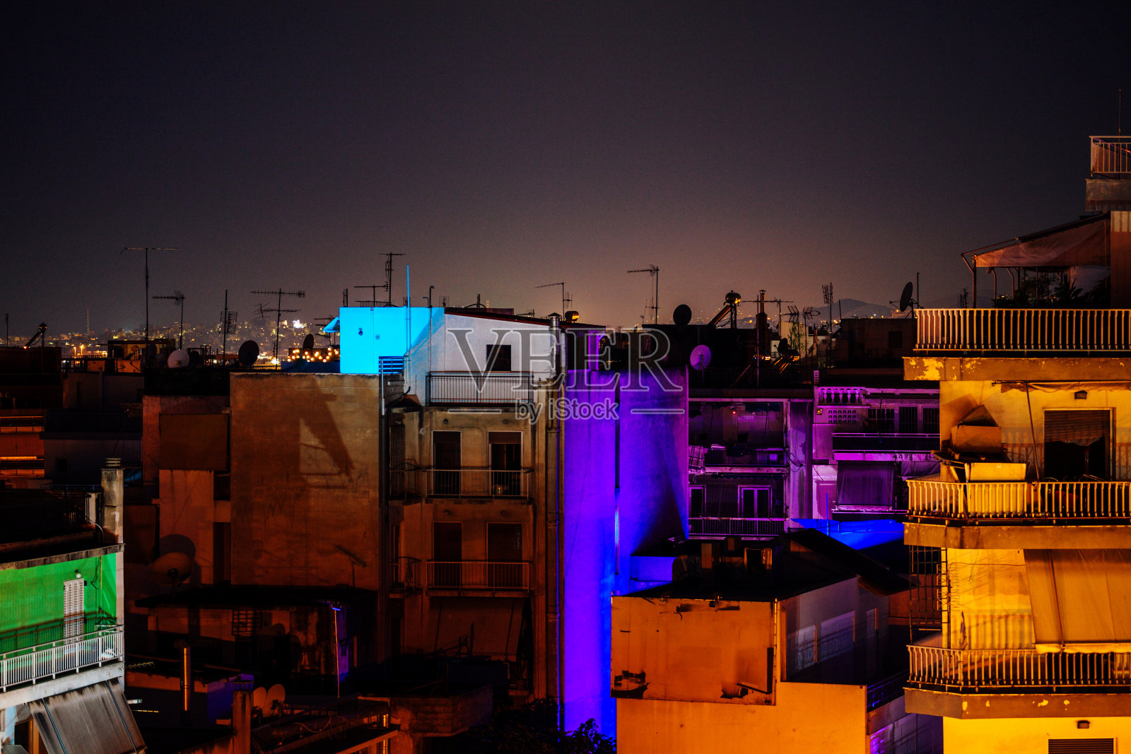 夜晚的城市——希腊雅典照片摄影图片