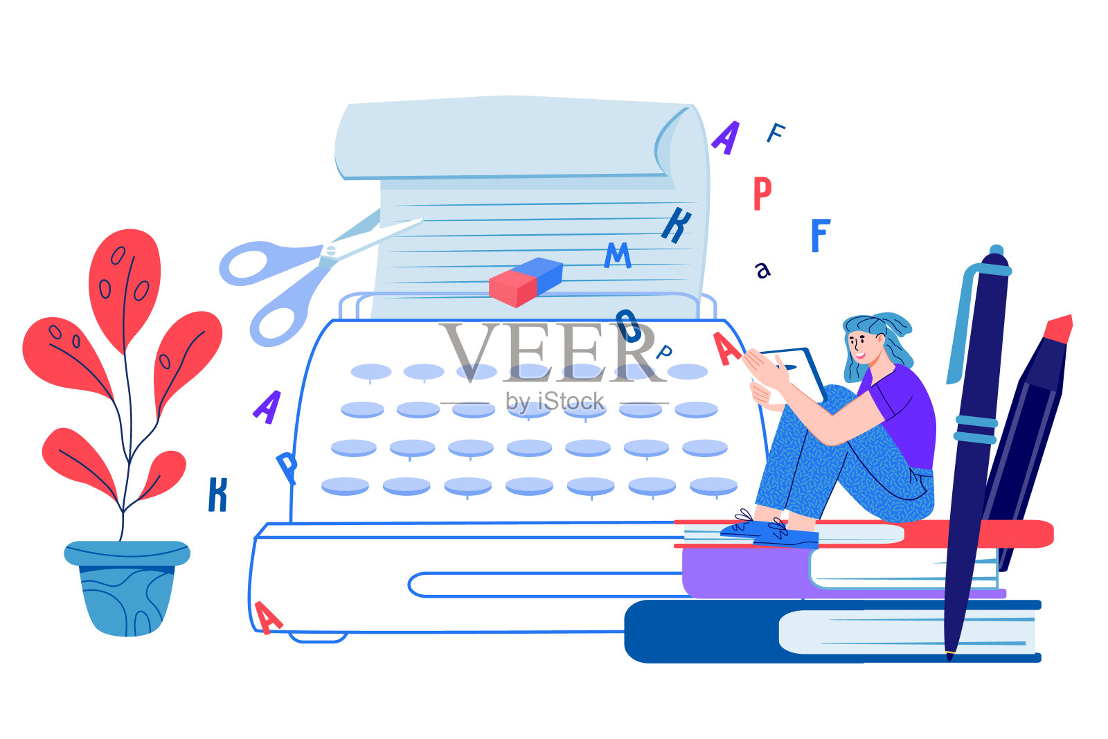 文案概念横幅与文案或博主平面矢量隔离。插画图片素材