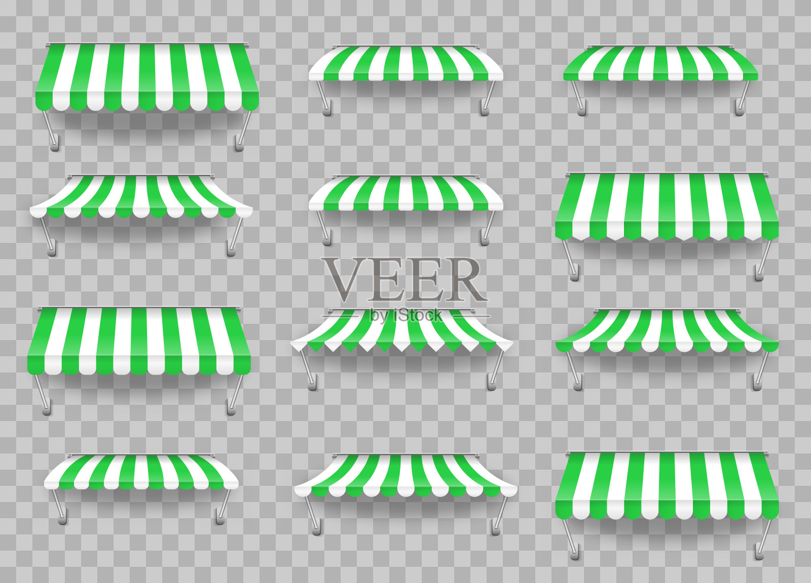 户外遮阳篷，咖啡厅，商店橱窗。插画图片素材