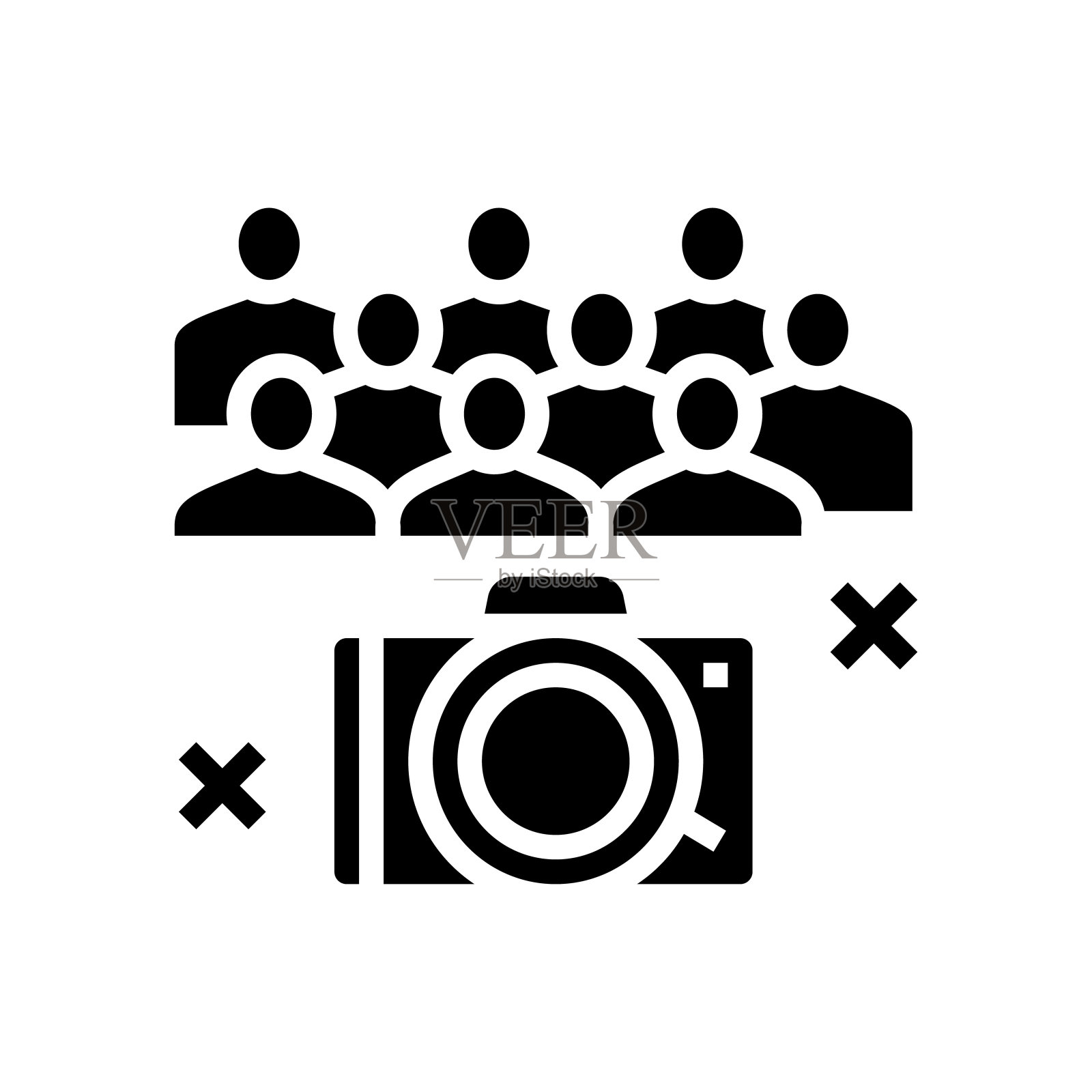 集体摄影幼儿园字形图标矢量插图图标素材