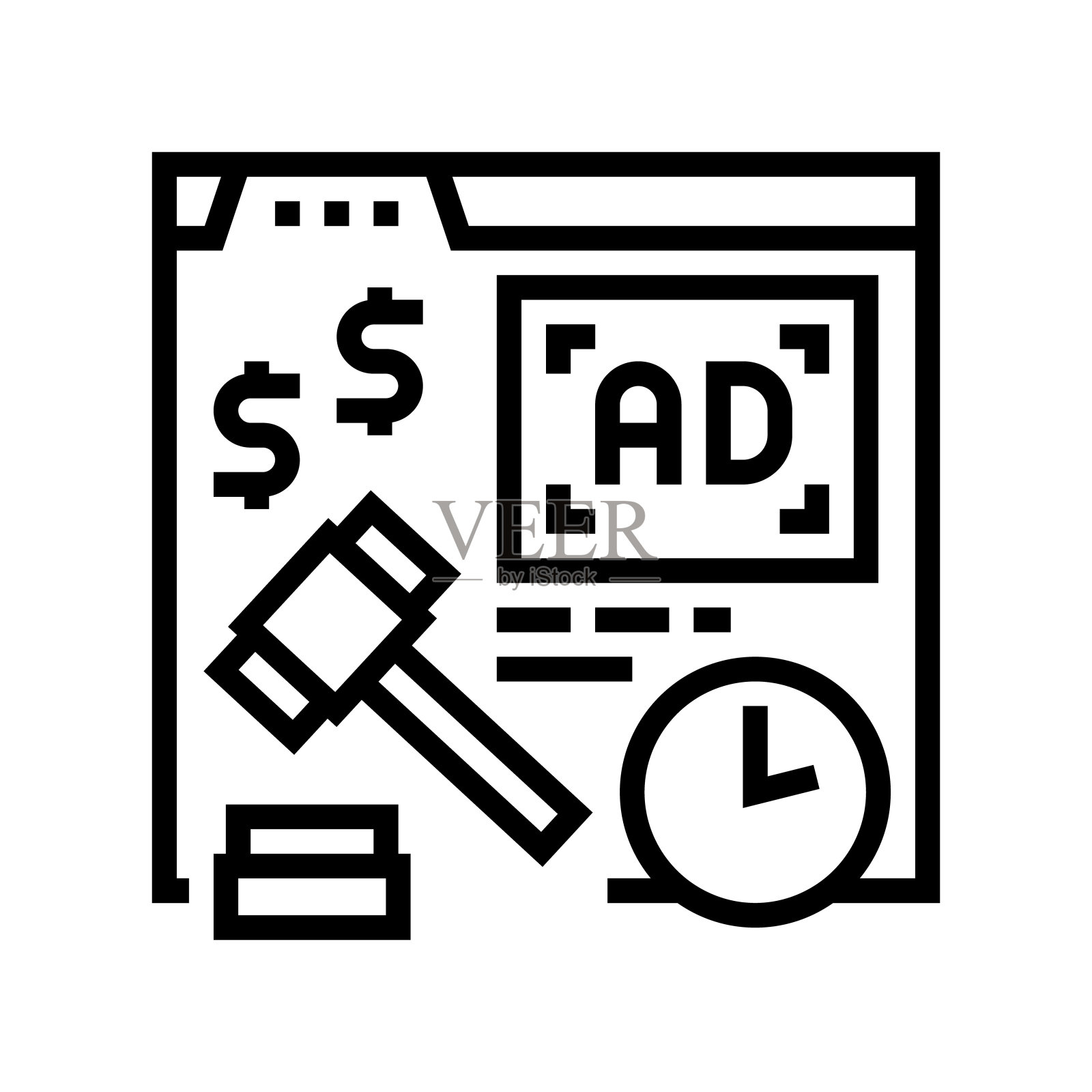 实时投标线图标矢量插图插画图片素材