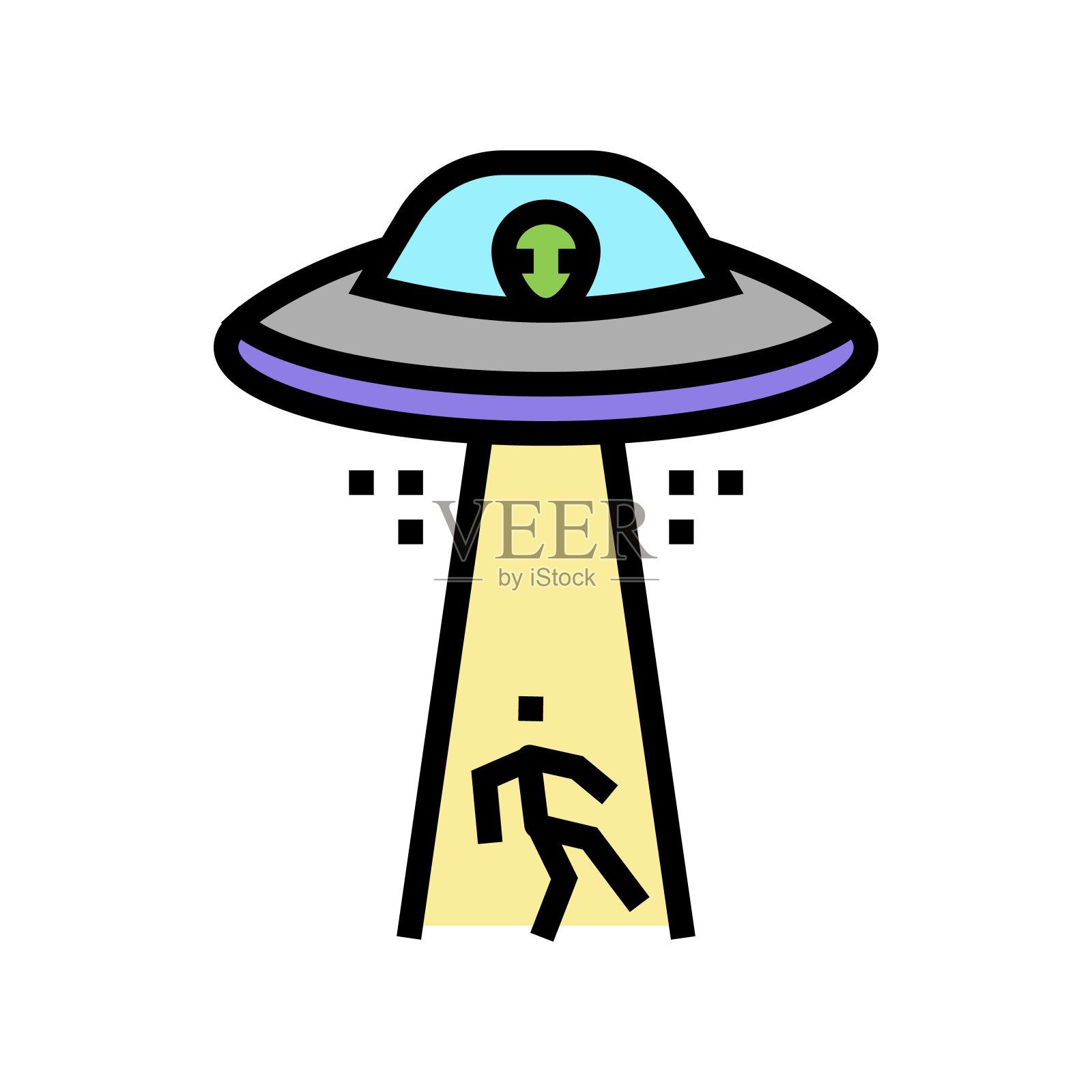 外星人绑架彩色图标矢量插图插画图片素材