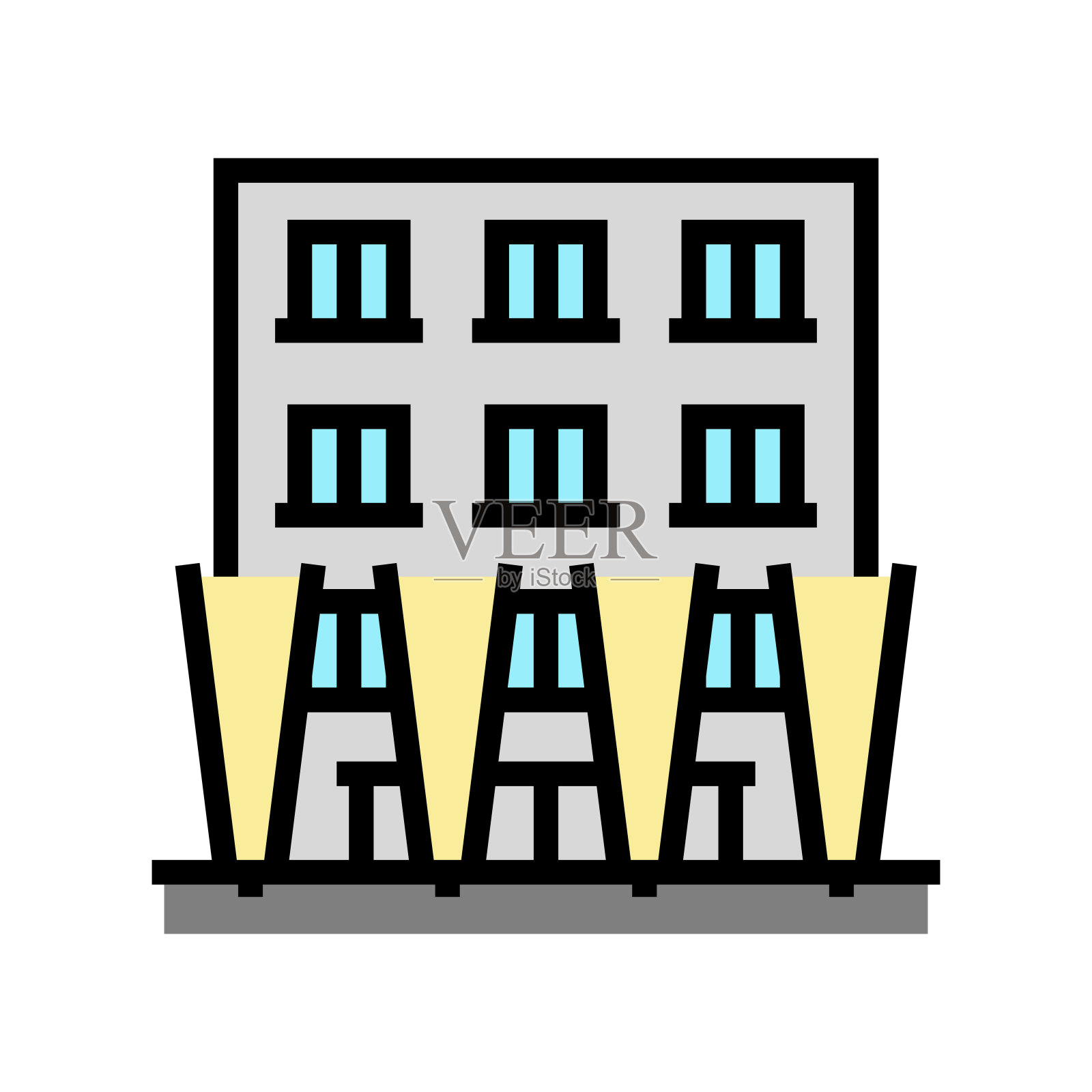 建筑照明颜色图标矢量插图插画图片素材