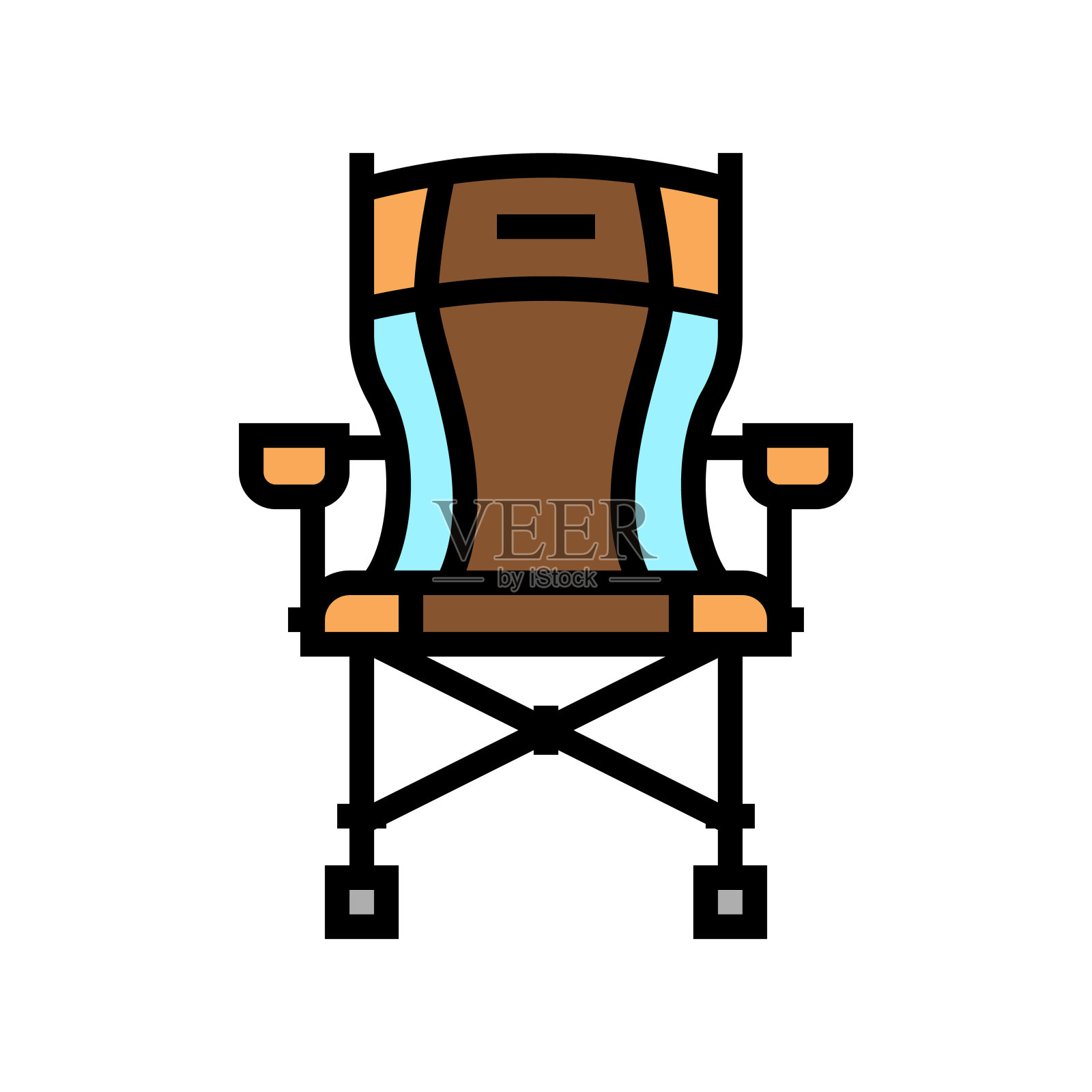 便携式狩猎椅颜色图标矢量插图图标素材