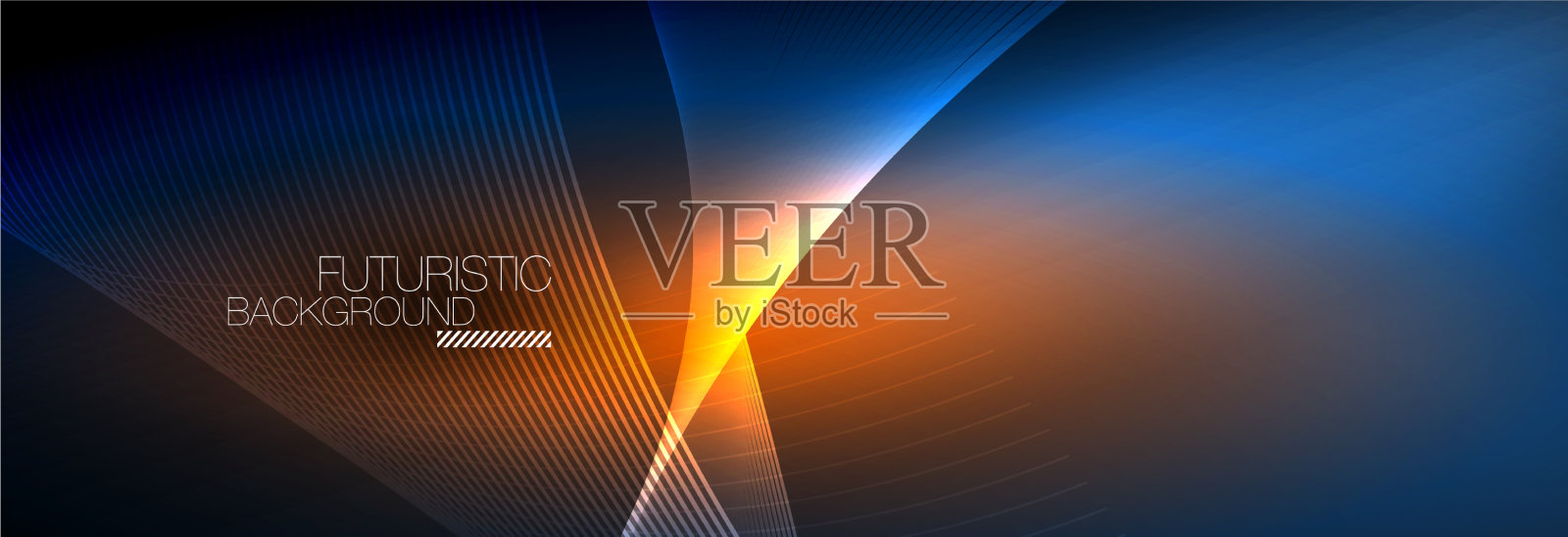 抽象的霓虹灯在黑暗中发出波浪般的光插画图片素材