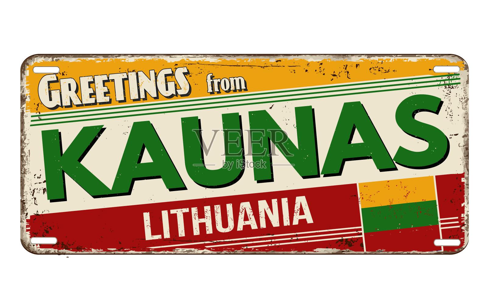 来自考纳斯古老生锈金属板的问候设计元素图片