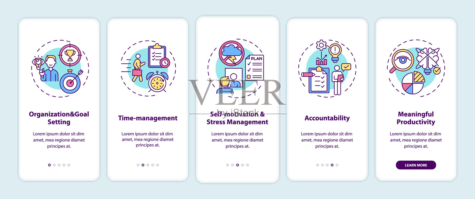 自我管理技能入门手机应用页面插画图片素材