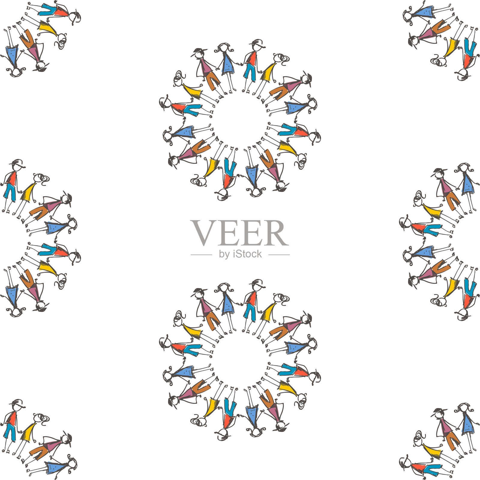 无缝的图案从轮廓绚丽的人插画图片素材