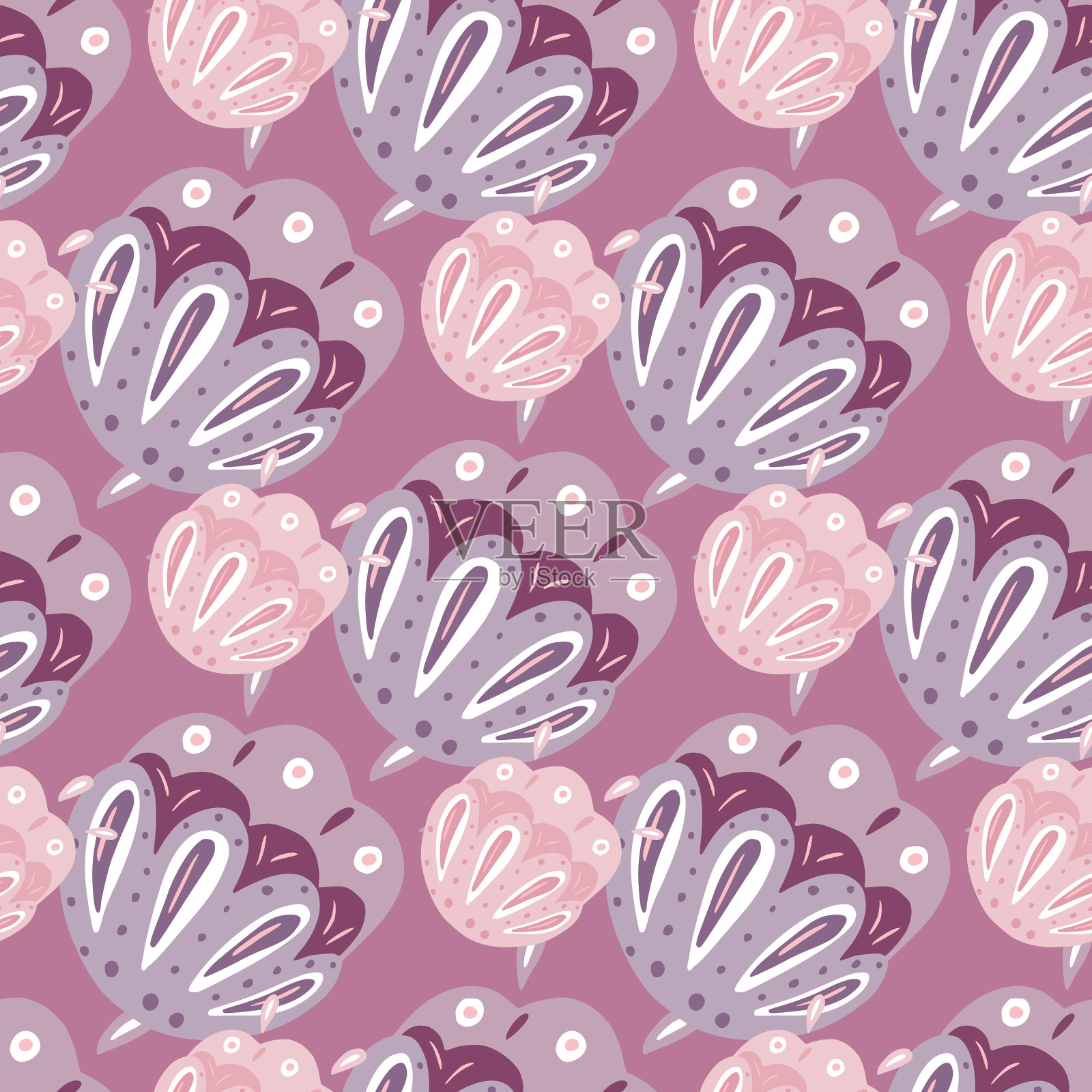 无缝自然热带图案与涂鸦民间插画图片素材