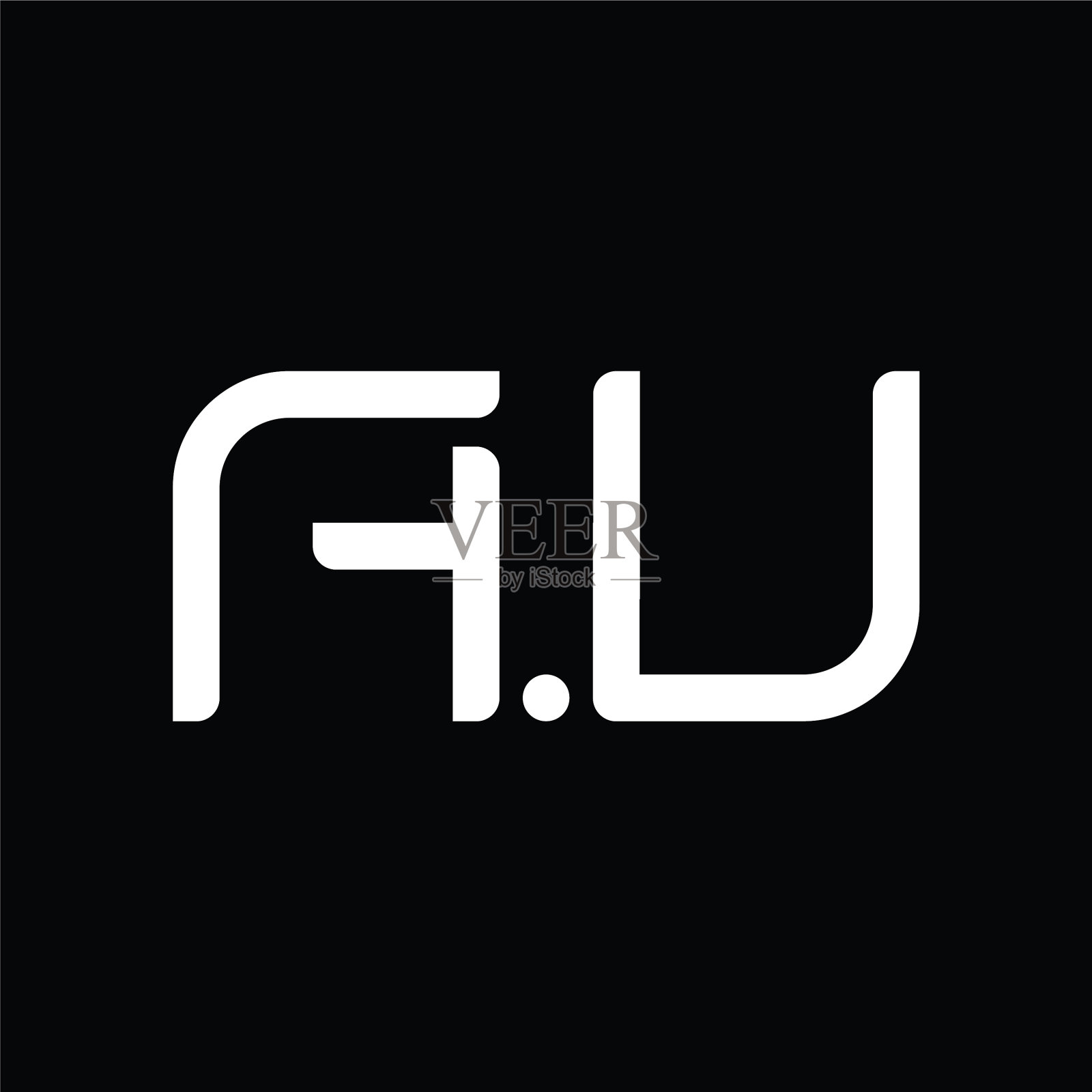 Au标志字母与中间切片设计模板插画图片素材