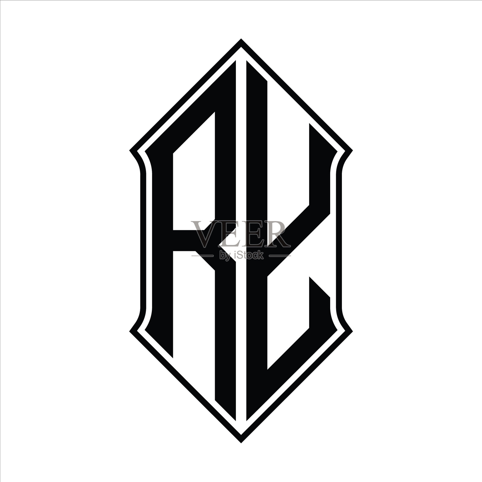 瑞标志与盾形和轮廓字母组合插画图片素材