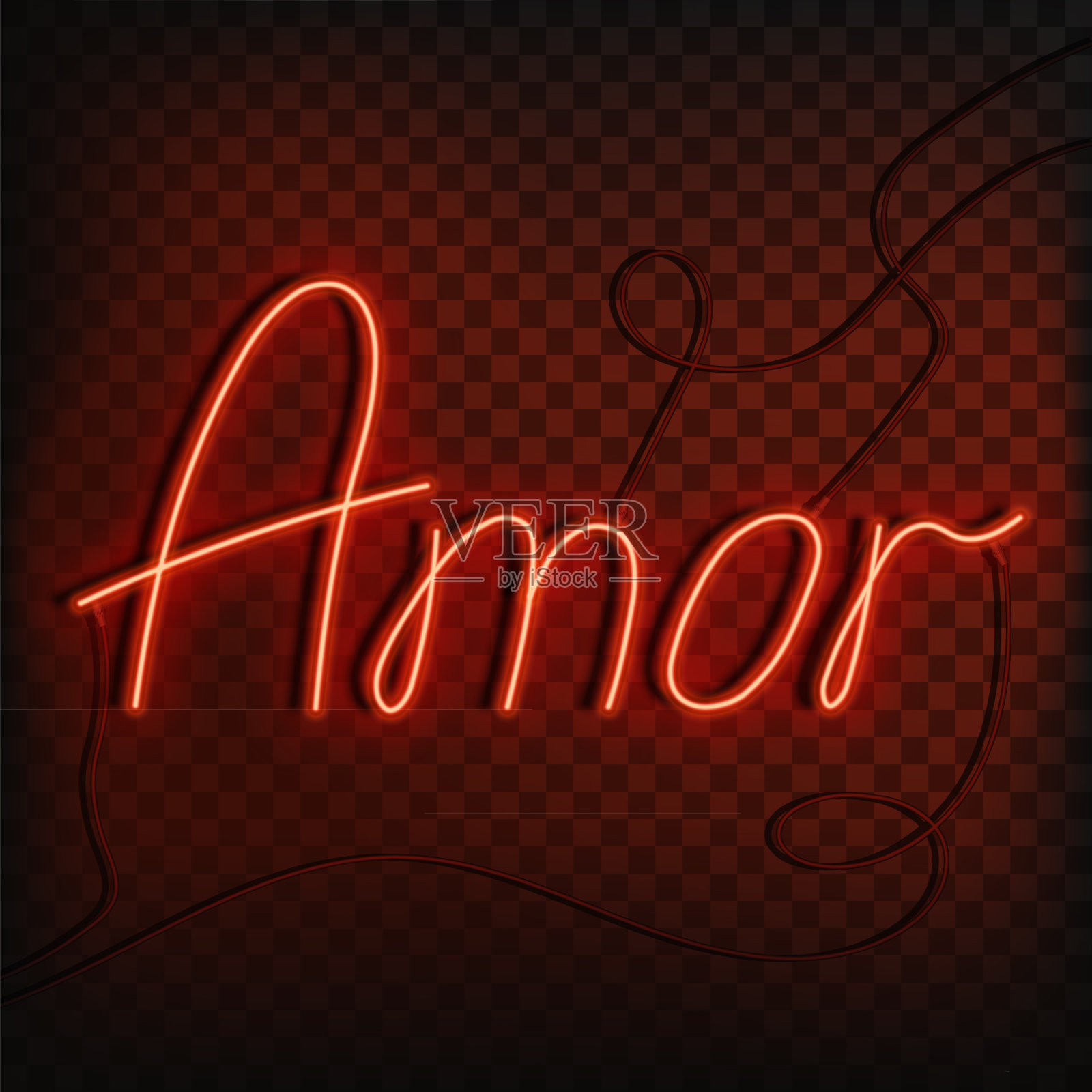 霓虹灯单词“爱”在西班牙语和葡萄牙语中是明亮的插画图片素材