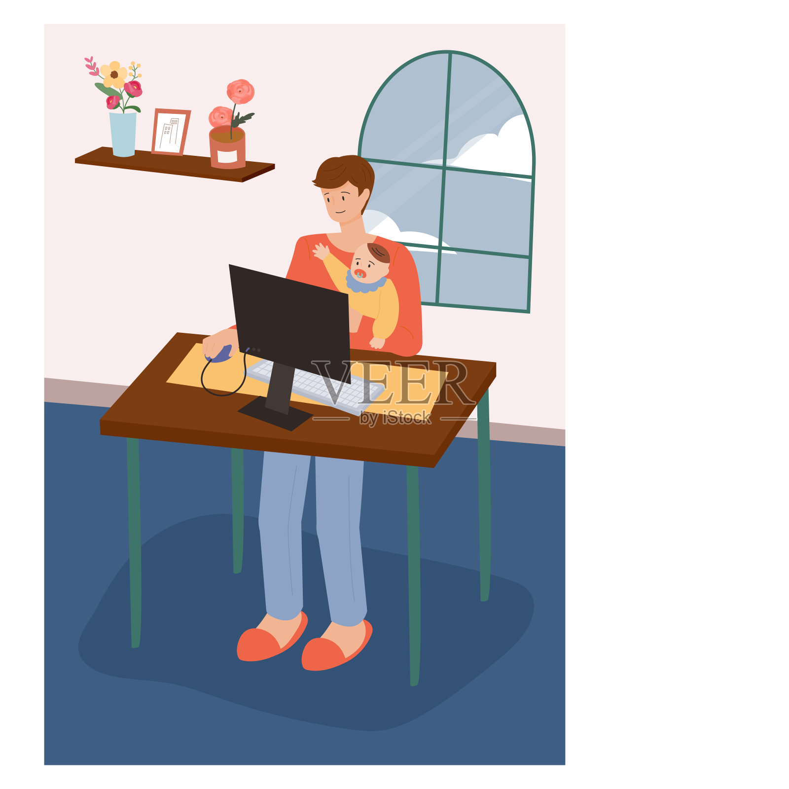 居家办公插画图片素材