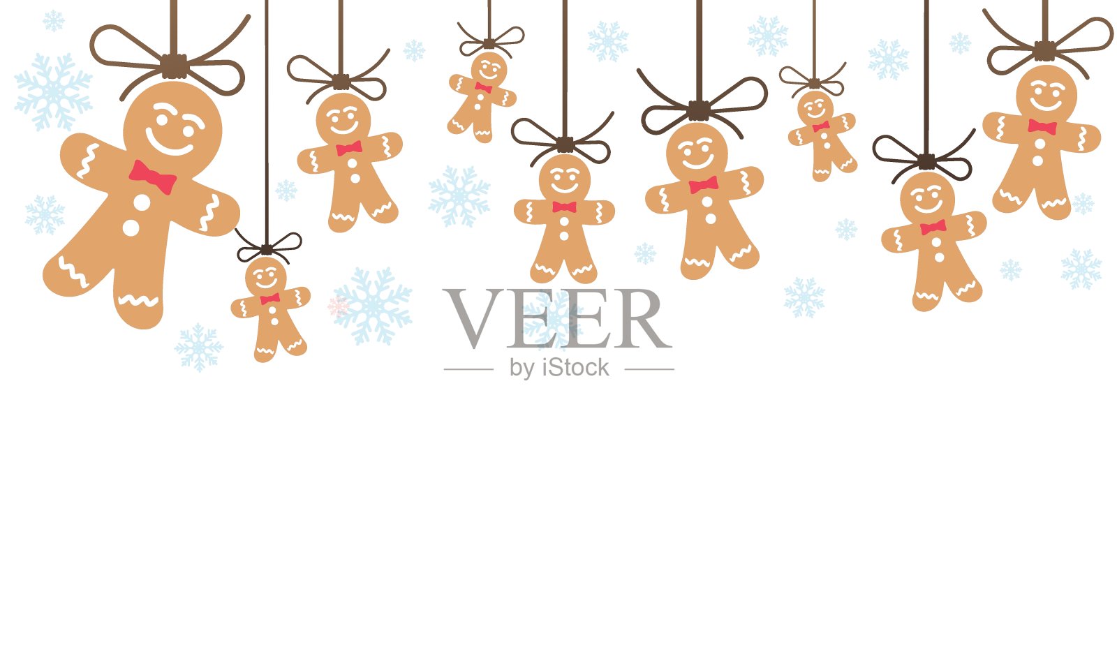 圣诞节横旗悬挂自制姜饼饼干在白色背景。插画图片素材