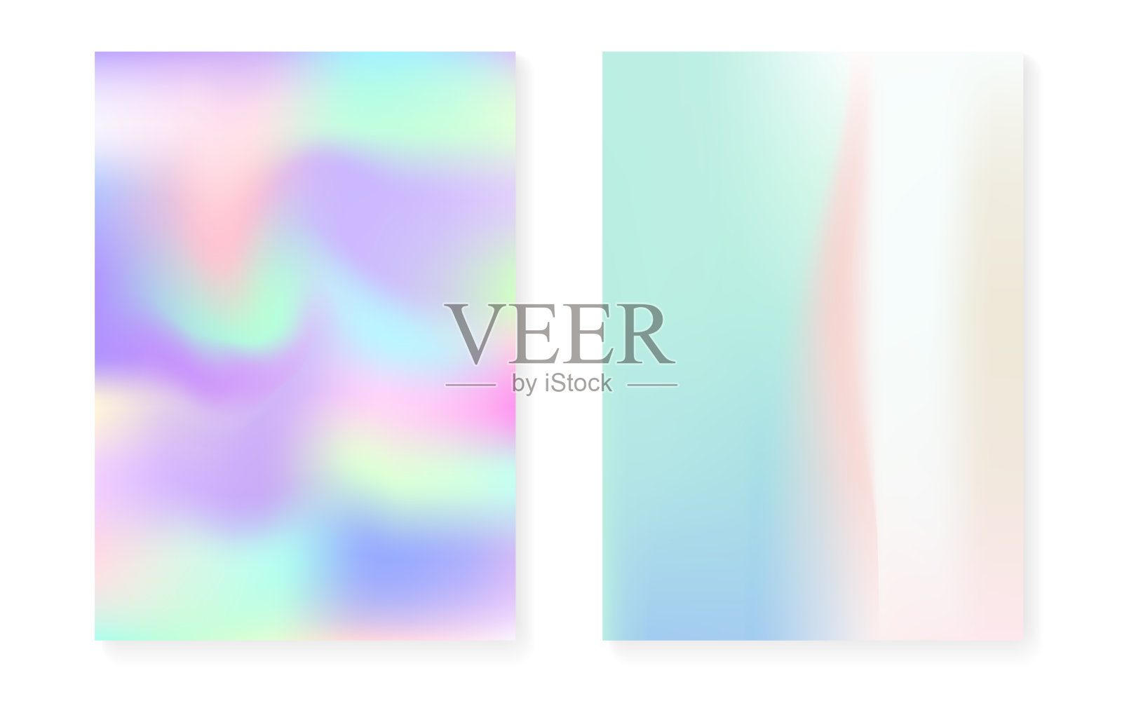 带有全息盖的全息梯度背景设置。插画图片素材