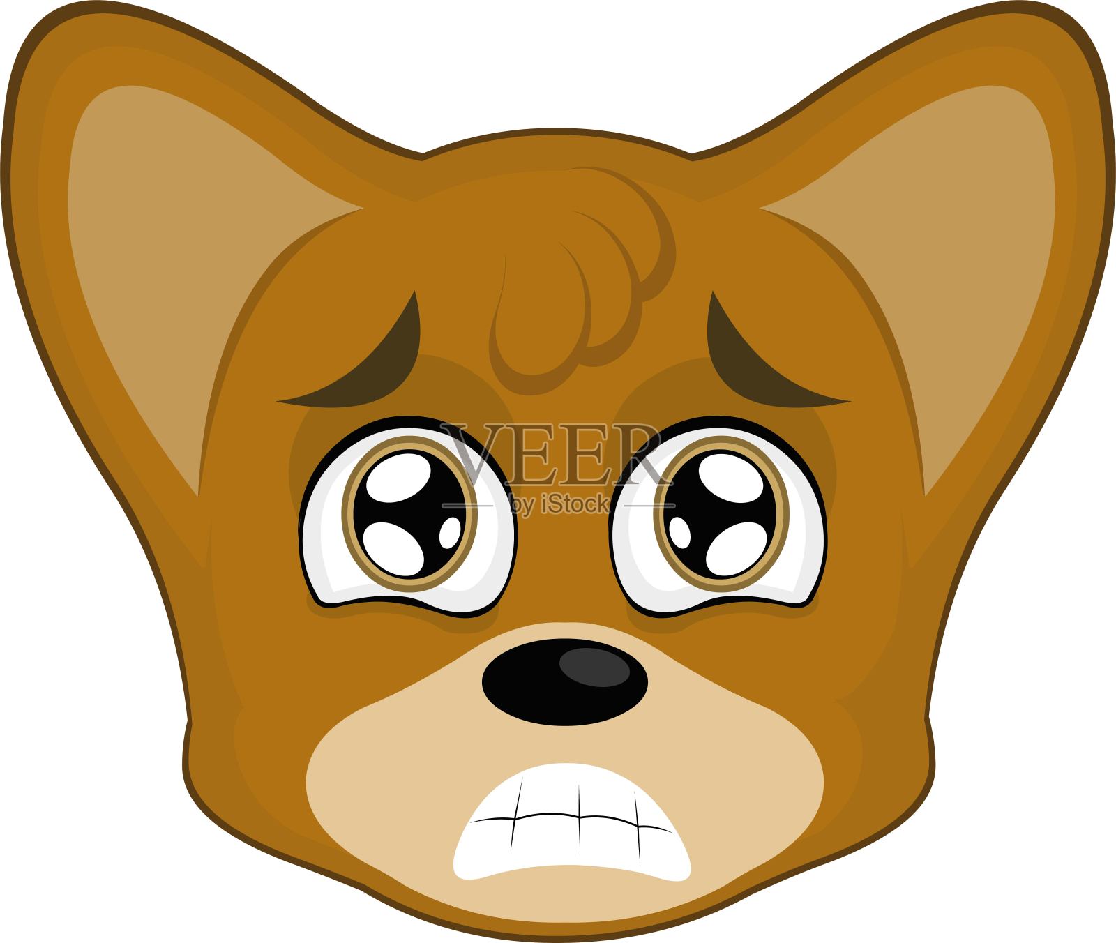 矢量表情插图，一只狐狸的头带着愤怒的表情，咬紧牙关插画图片素材