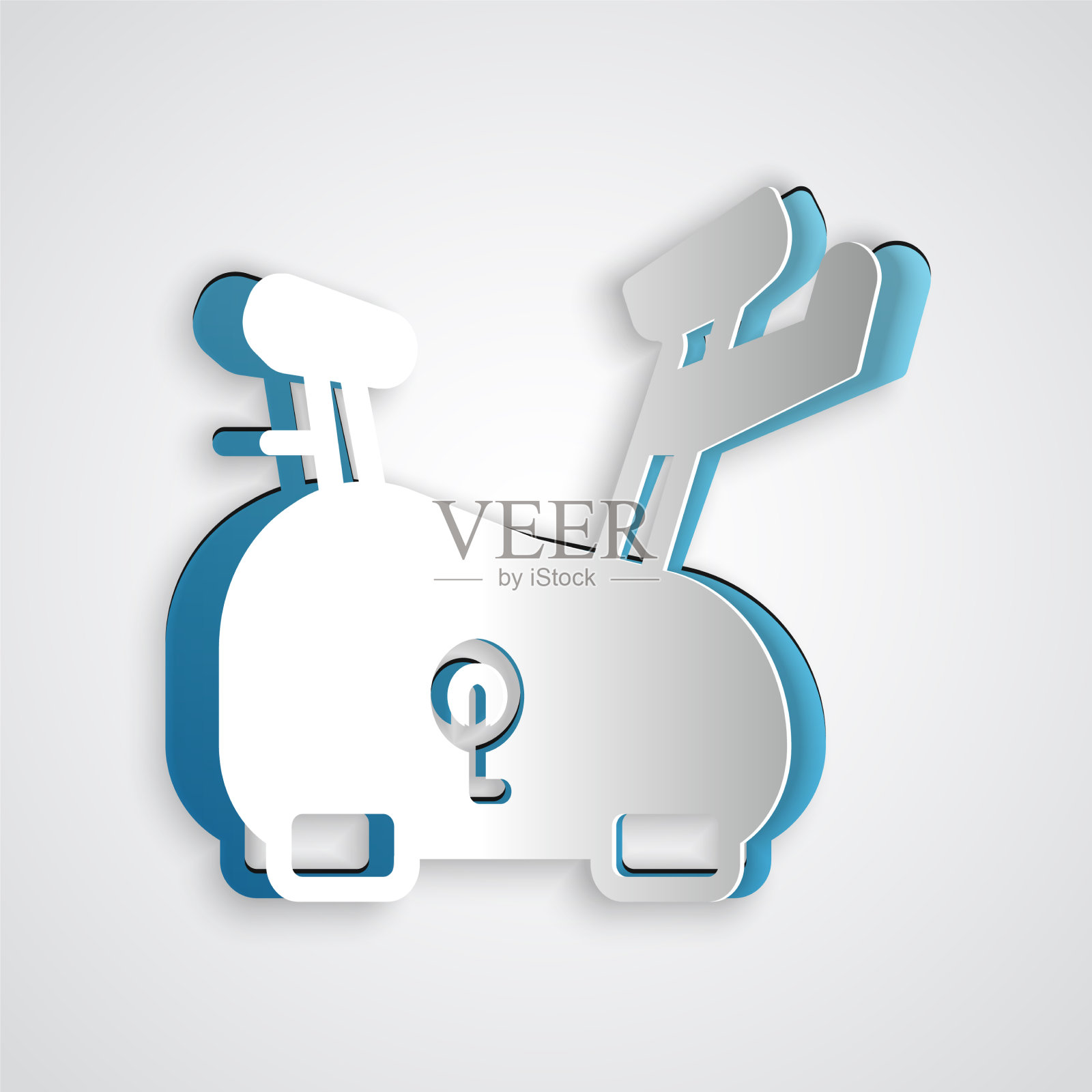 剪纸静止自行车图标孤立在灰色插画图片素材