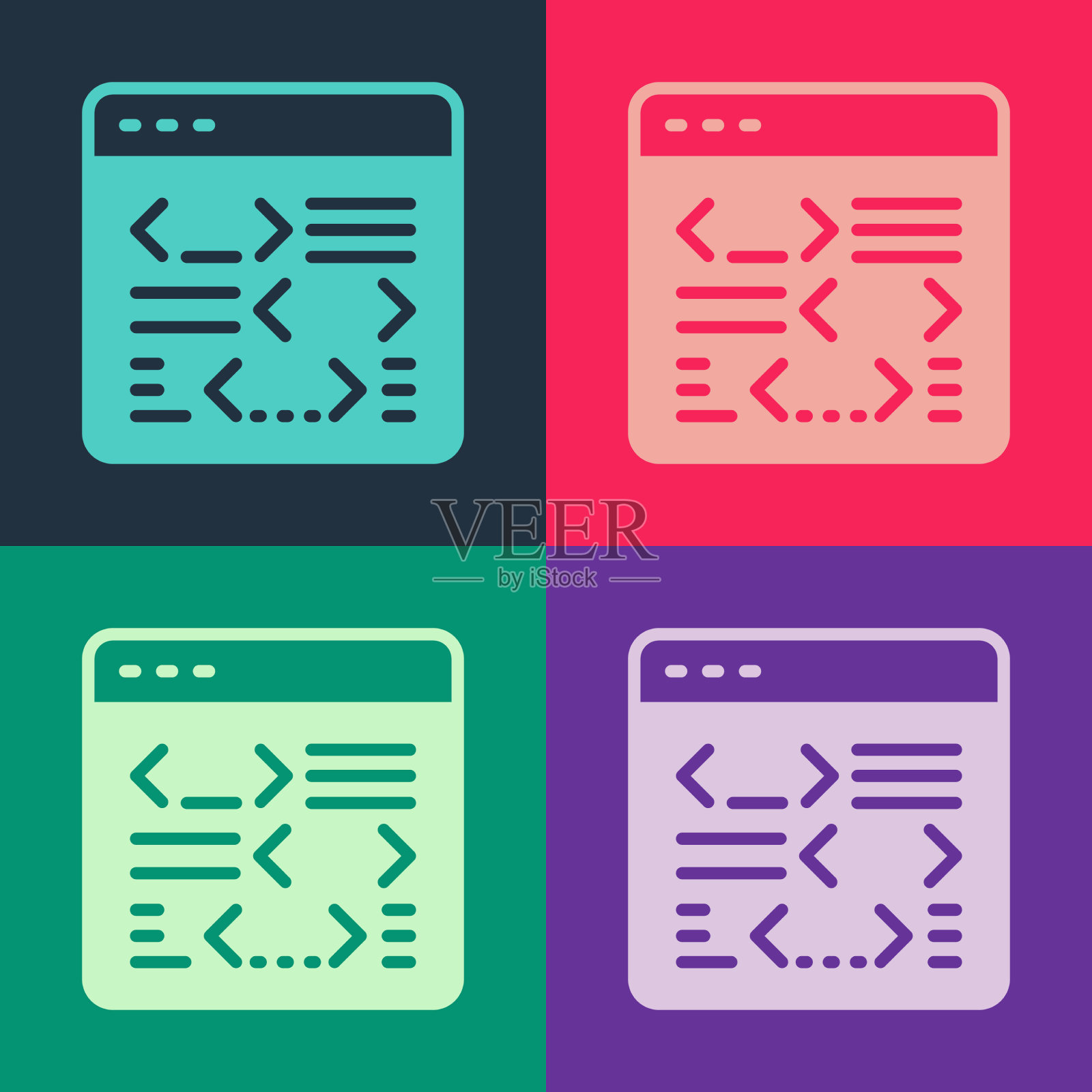 波普艺术软件网页开发者编程代码插画图片素材