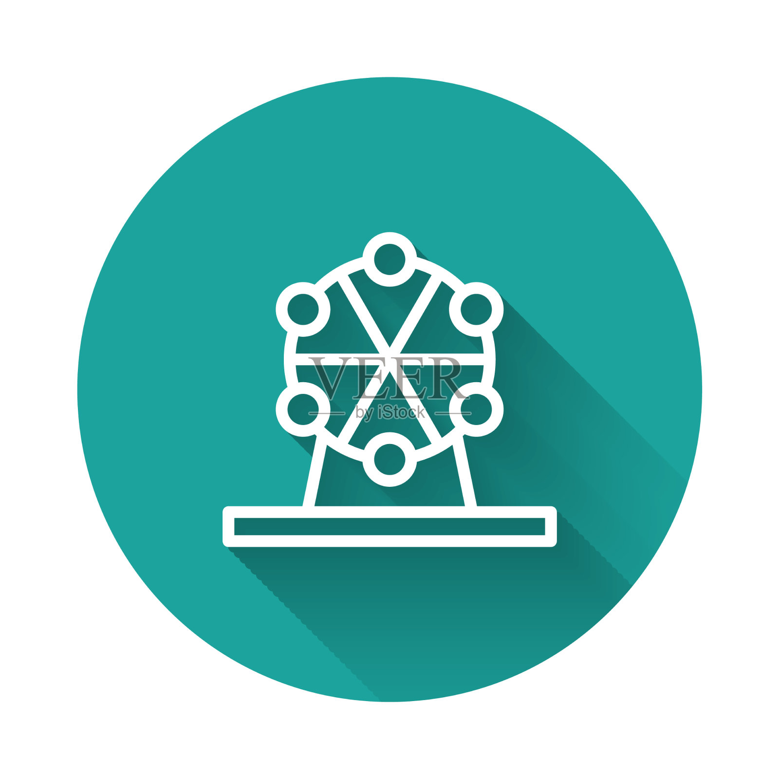 白色线条的摩天轮图标与长隔离图标素材