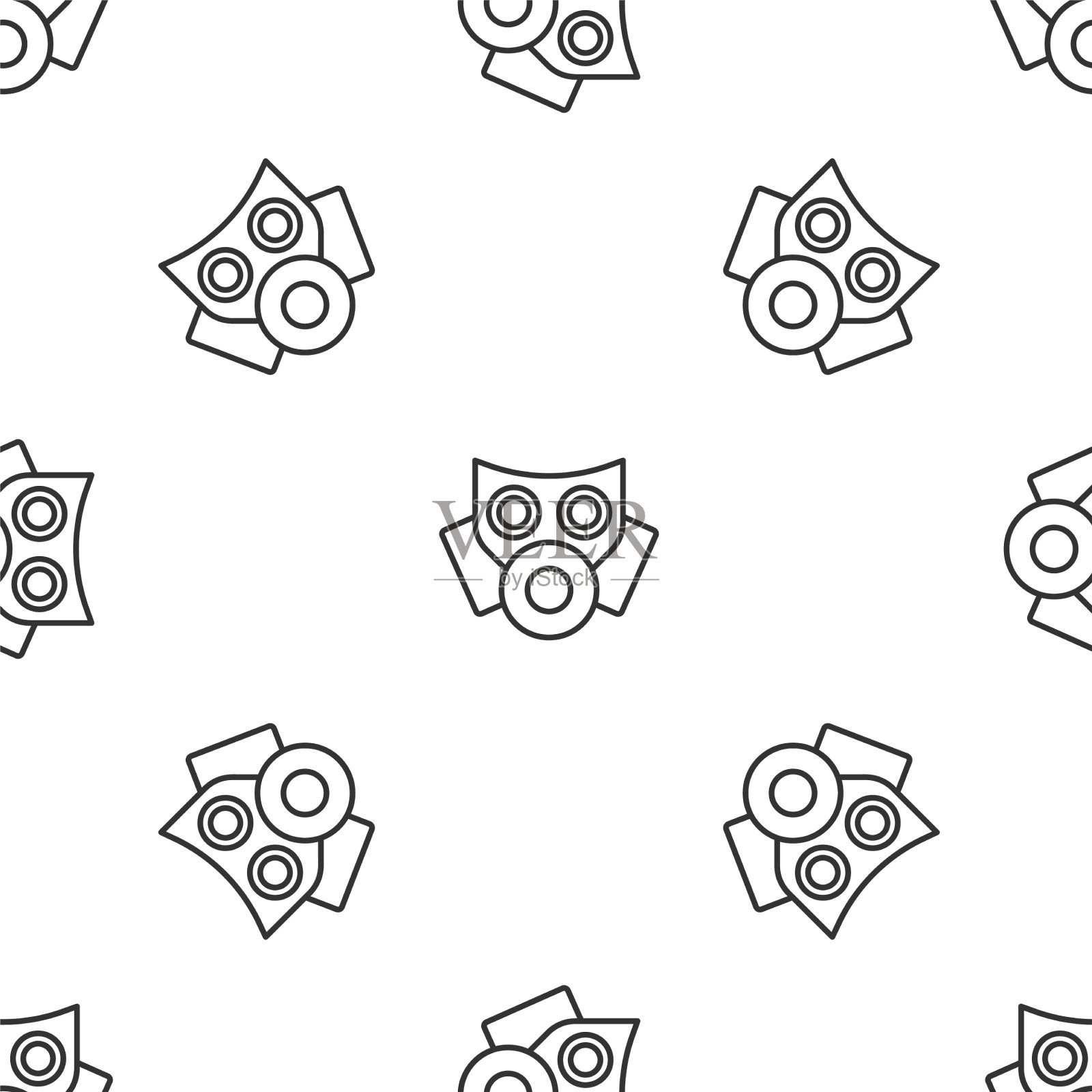 灰线防毒面具图标隔离无缝模式插画图片素材